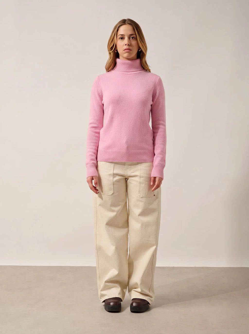 TED Pull Col Roulé 4 Fils Dragée
