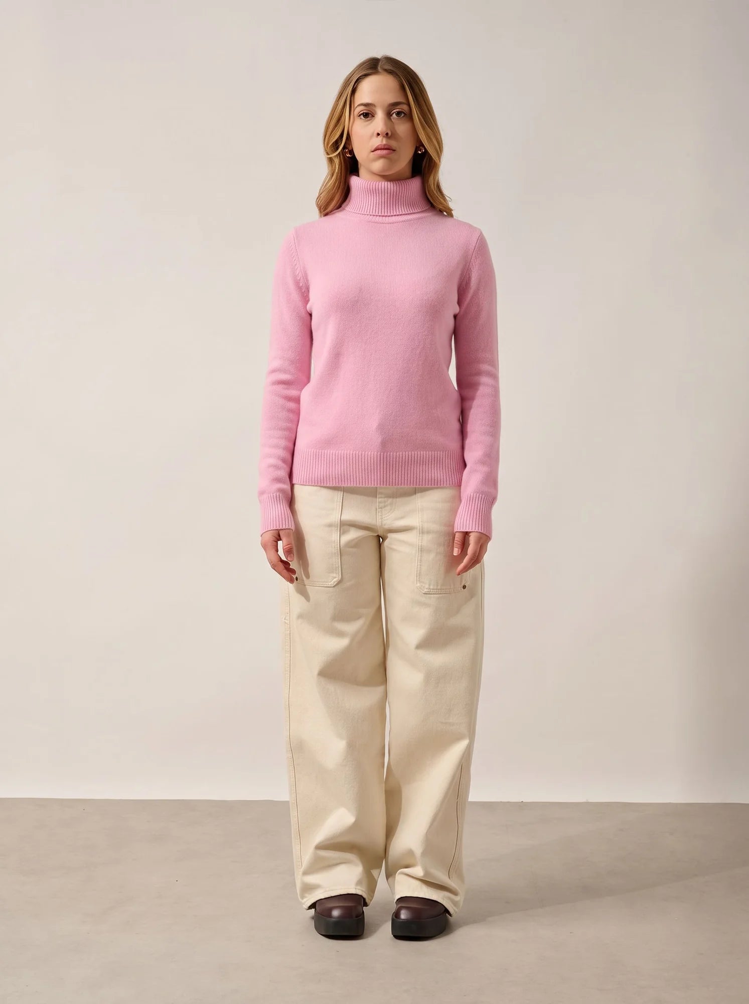 TED Pull Col Roulé 4 Fils Dragée