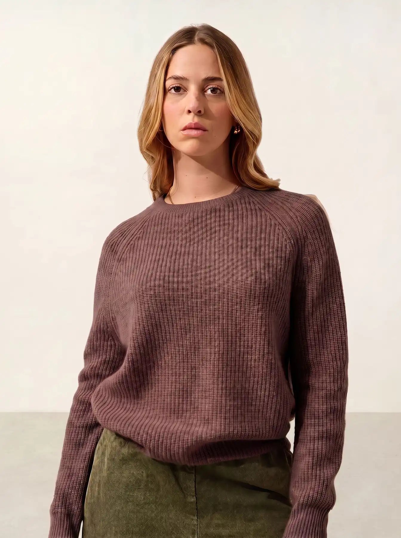 NORYA Pull Col Rond 4 Fils Taupe Chiné
