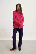 ADORIA pull col rond 4 fils fuchsia 100% cachemire