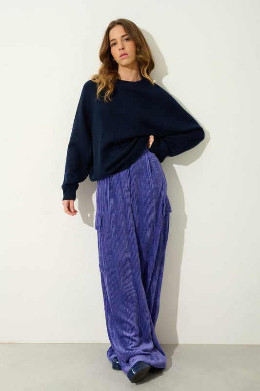 adoria pull col rond 4 fils navy 100% cachemire