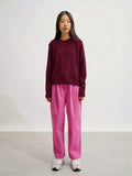 LORENA Pull Col Rond 4 Fils Bordeaux