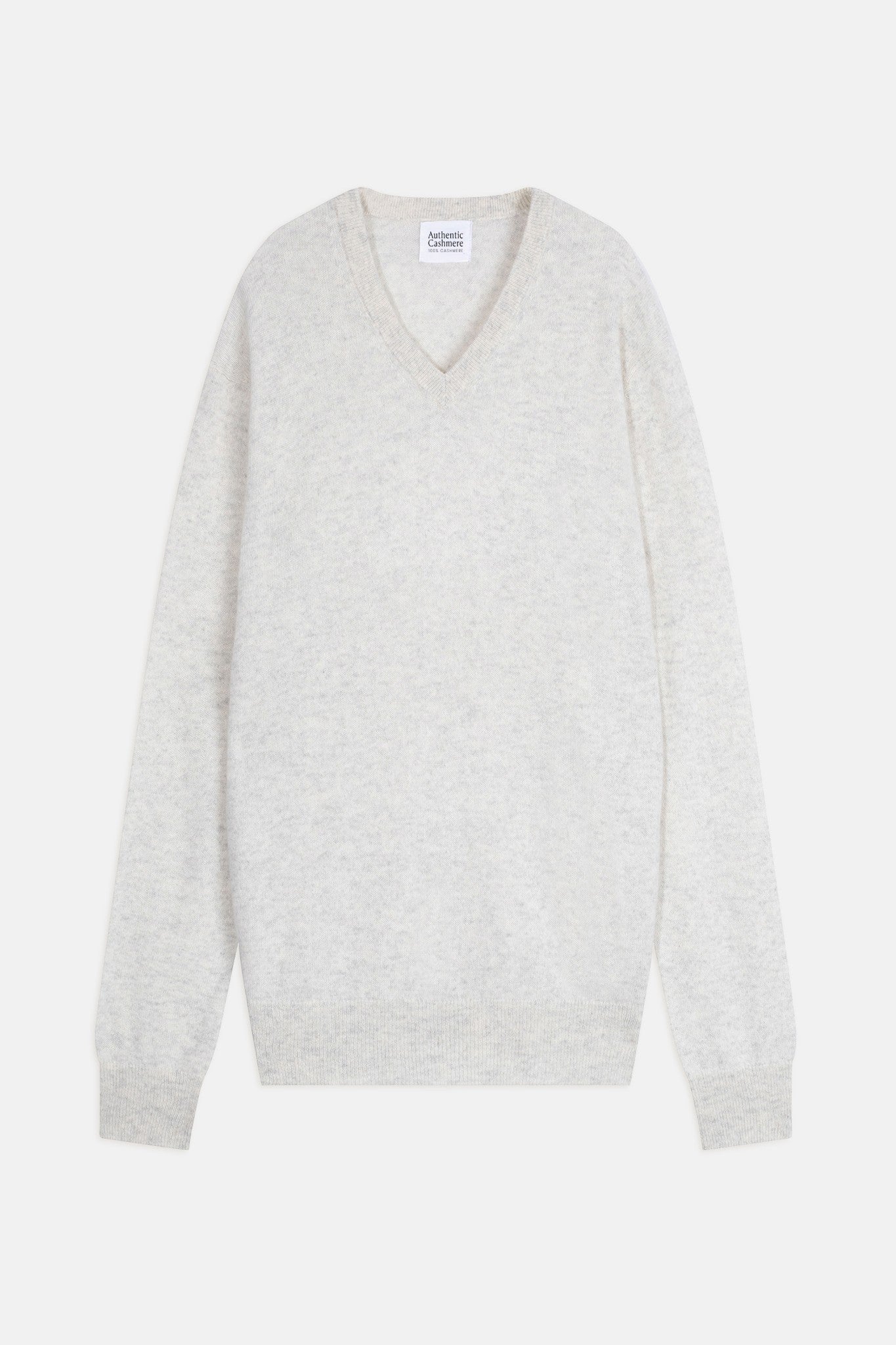 agel pull col v gris perle chiné 100% cachemire