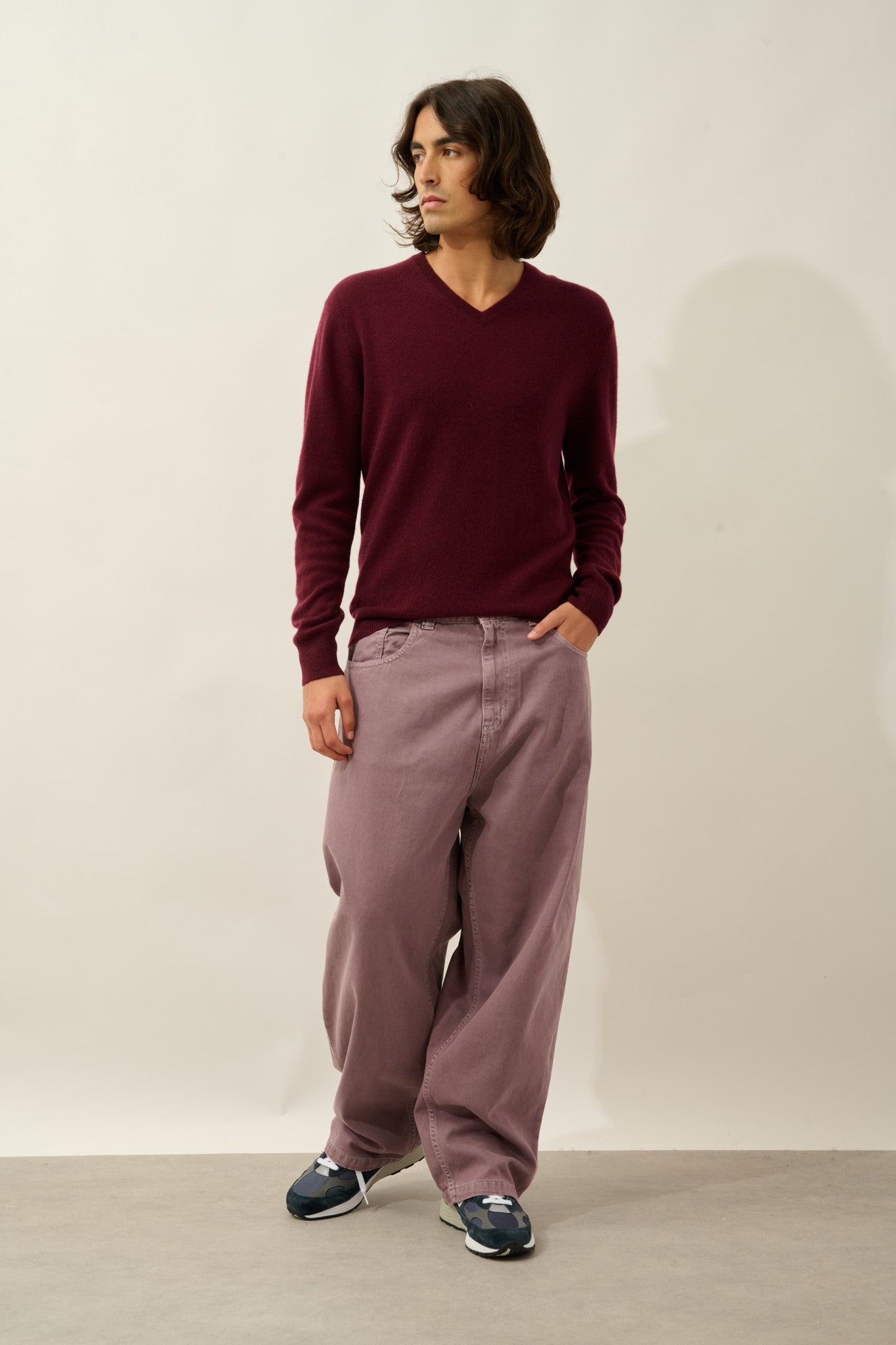 agel pull col v mûre 100% cachemire