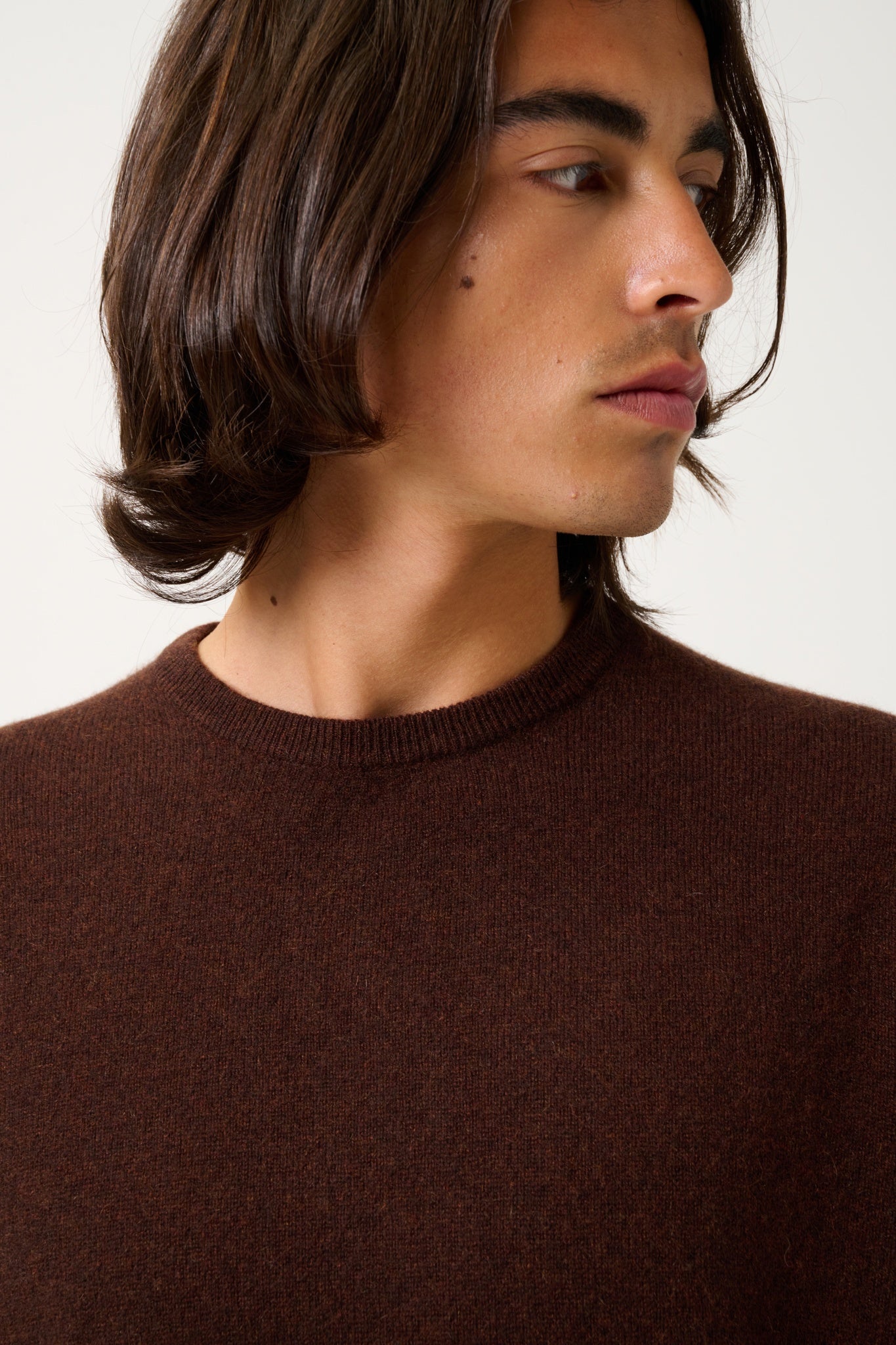 AIGLIÈRE coffee round-neck sweater 100% cashmere