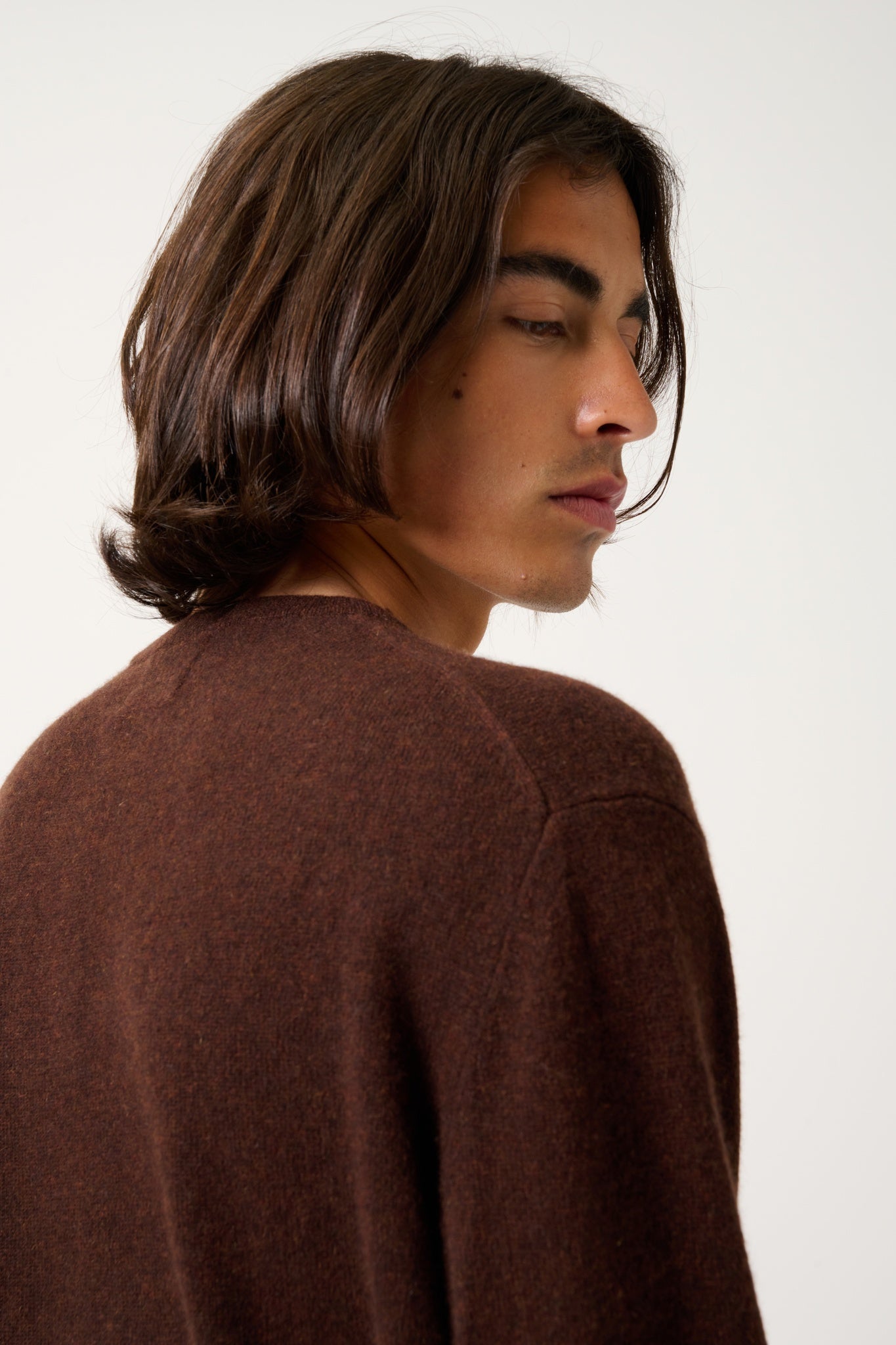 AIGLIÈRE coffee round-neck sweater 100% cashmere