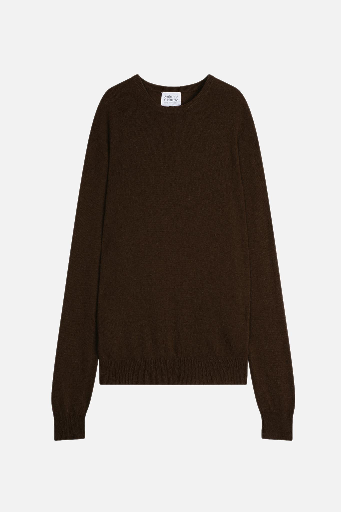 AIGLIÈRE pull col rond choco 100% cachemire
