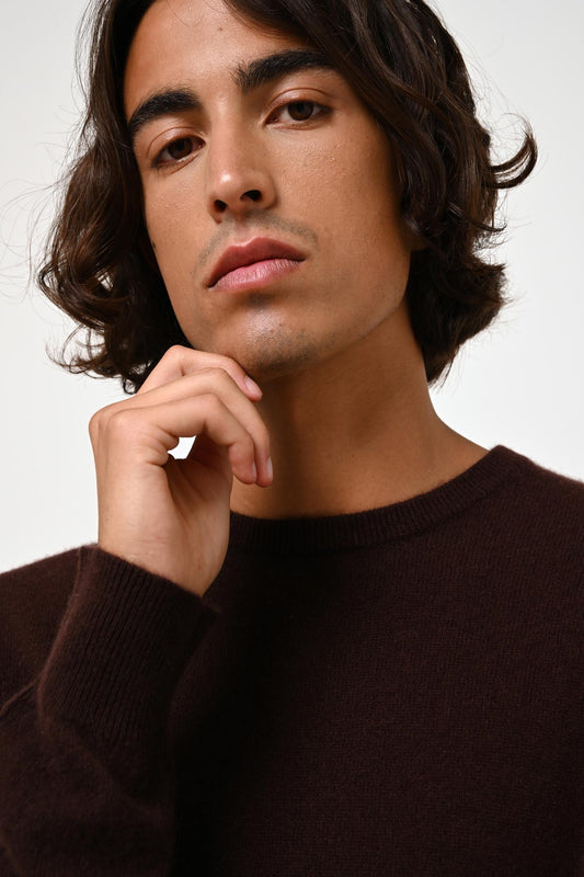 AIGLIÈRE chocolate round-neck sweater 100% cashmere