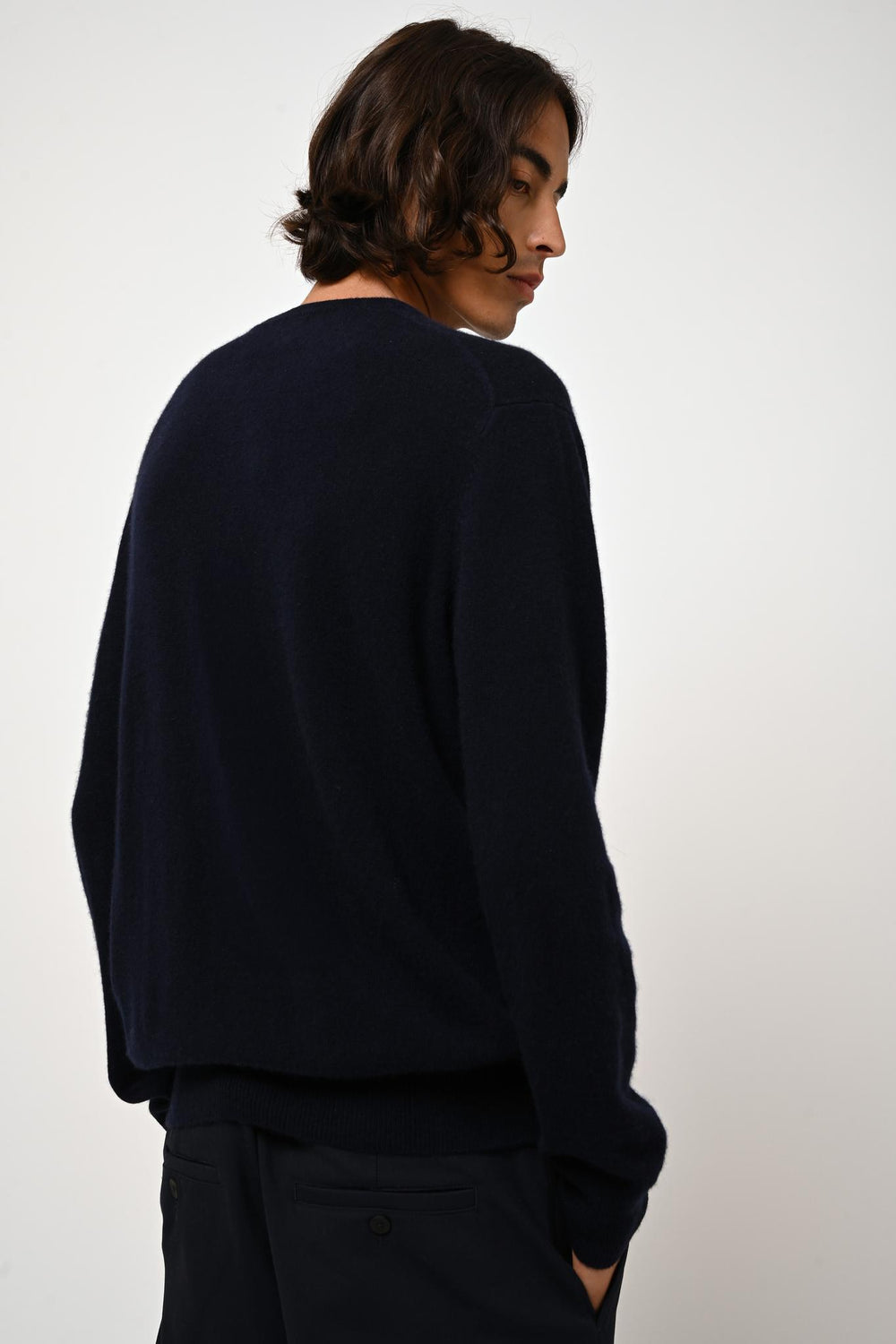 AIGLIÈRE navy round-neck sweater 100% cashmere