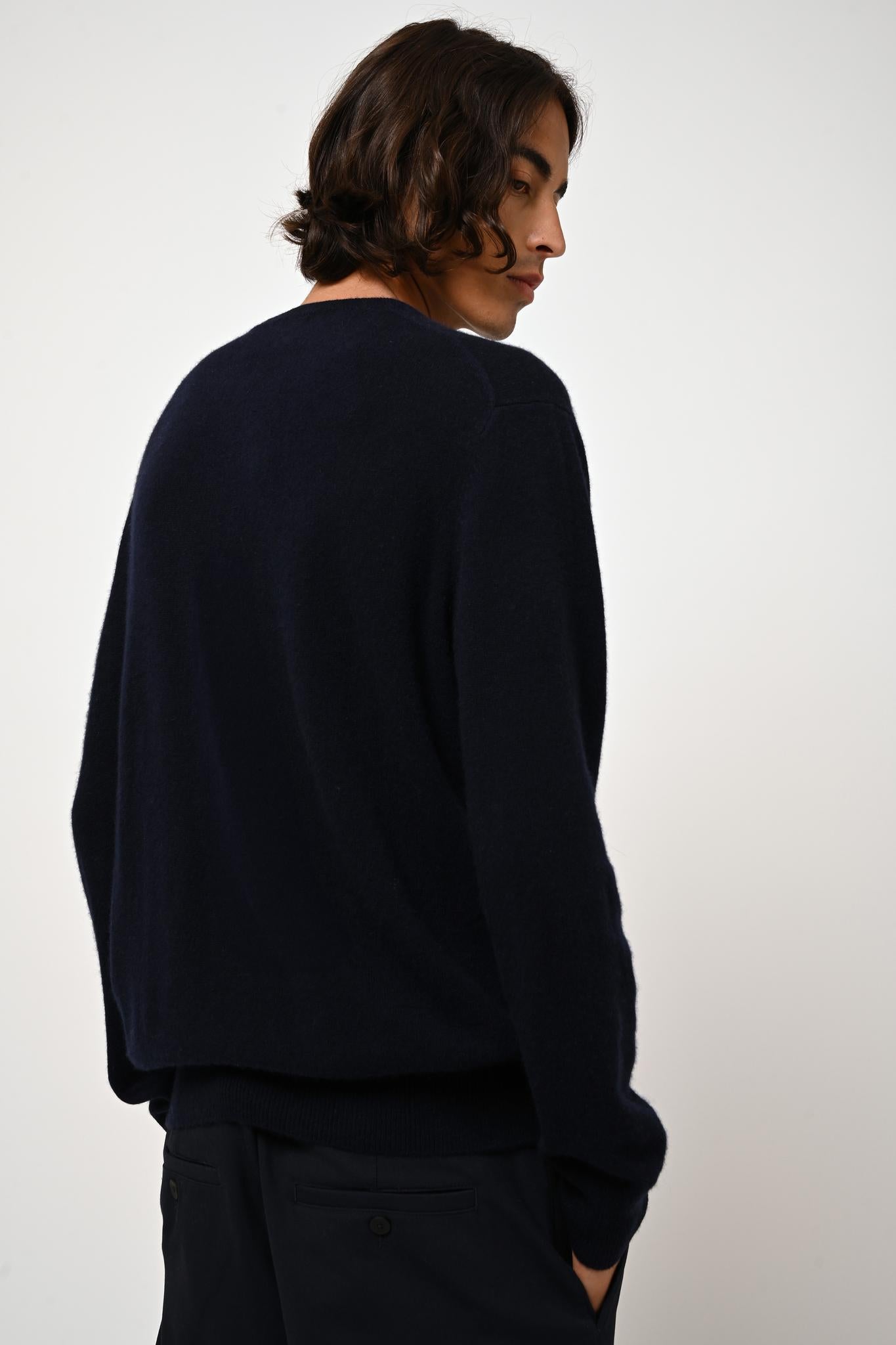 AIGLIÈRE navy round-neck sweater 100% cashmere