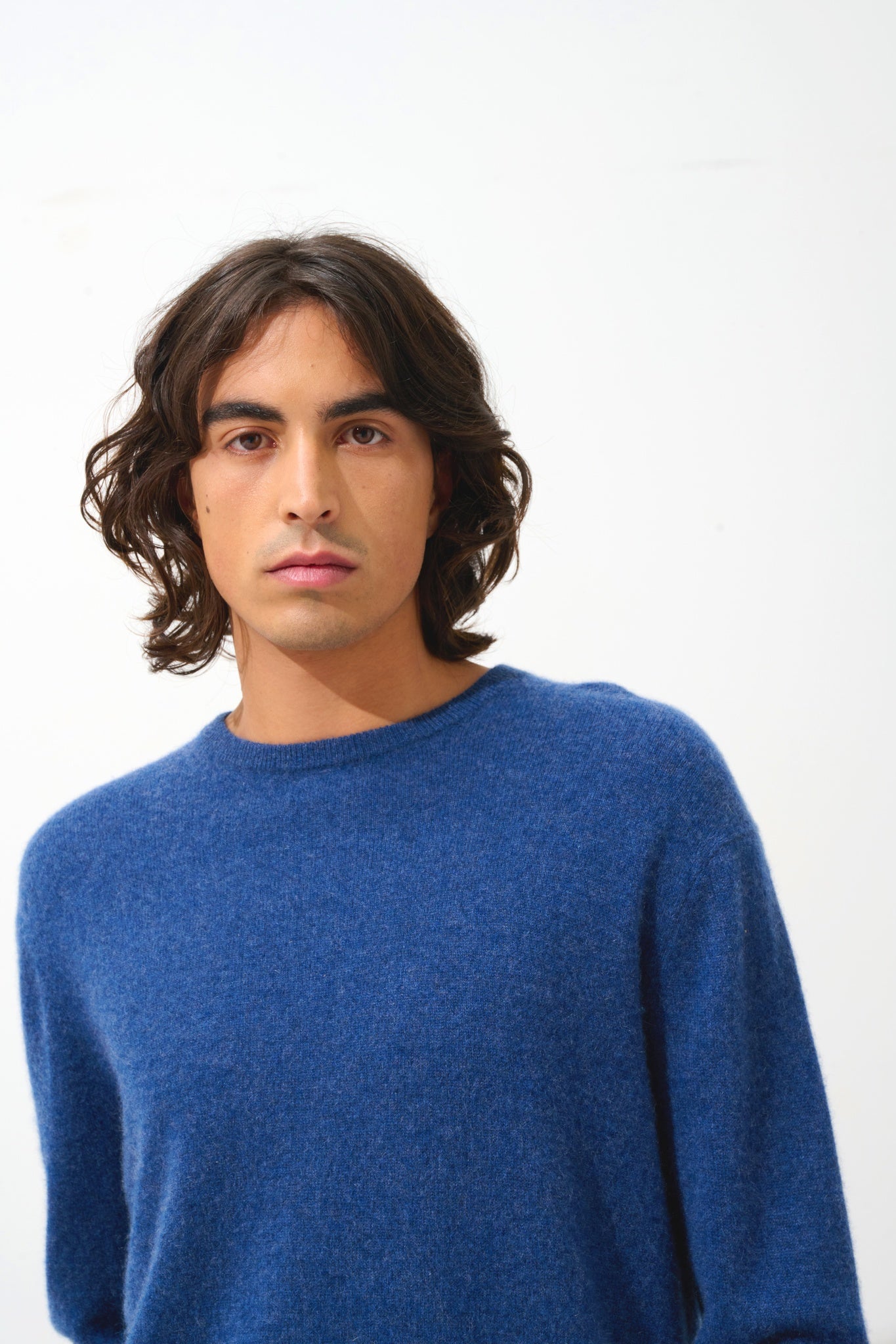 AIGLIÈRE ocean mottled round-neck sweater 100% cashmere