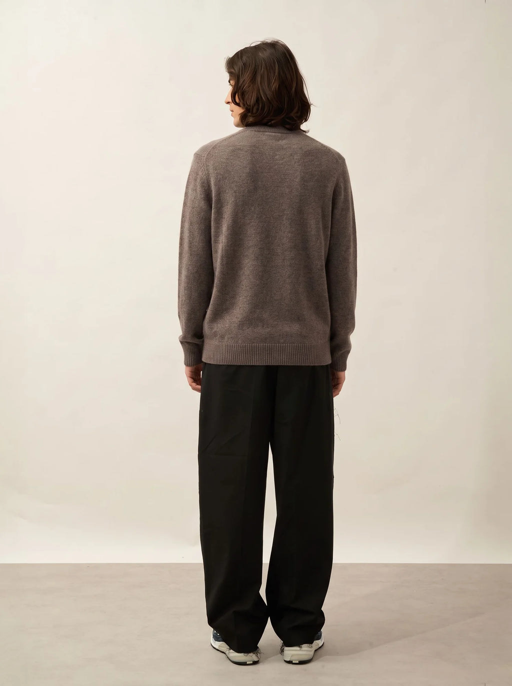 LYNA Pull Camionneur 4 Fils Taupe Chiné