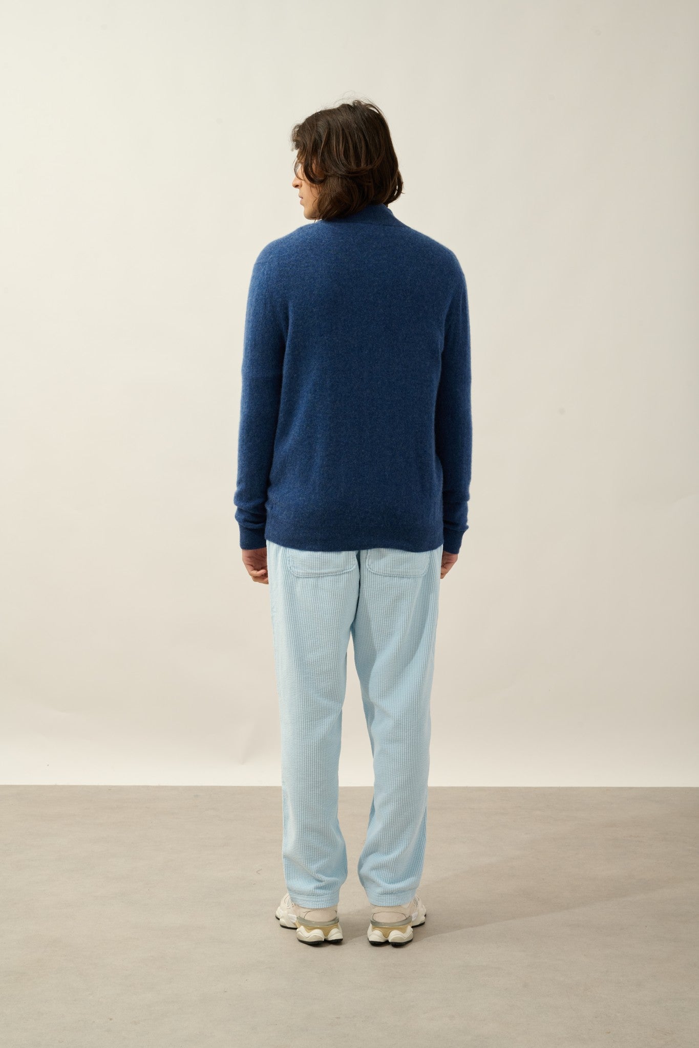 albaron gilet zippé col montant ocean chiné 100% cachemire