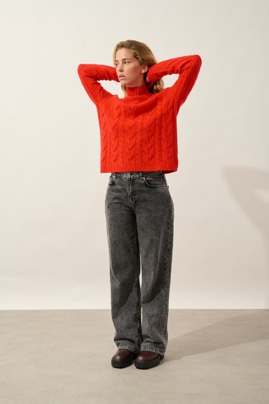 amariel pull col montant 6 fils carmin 100% cachemire