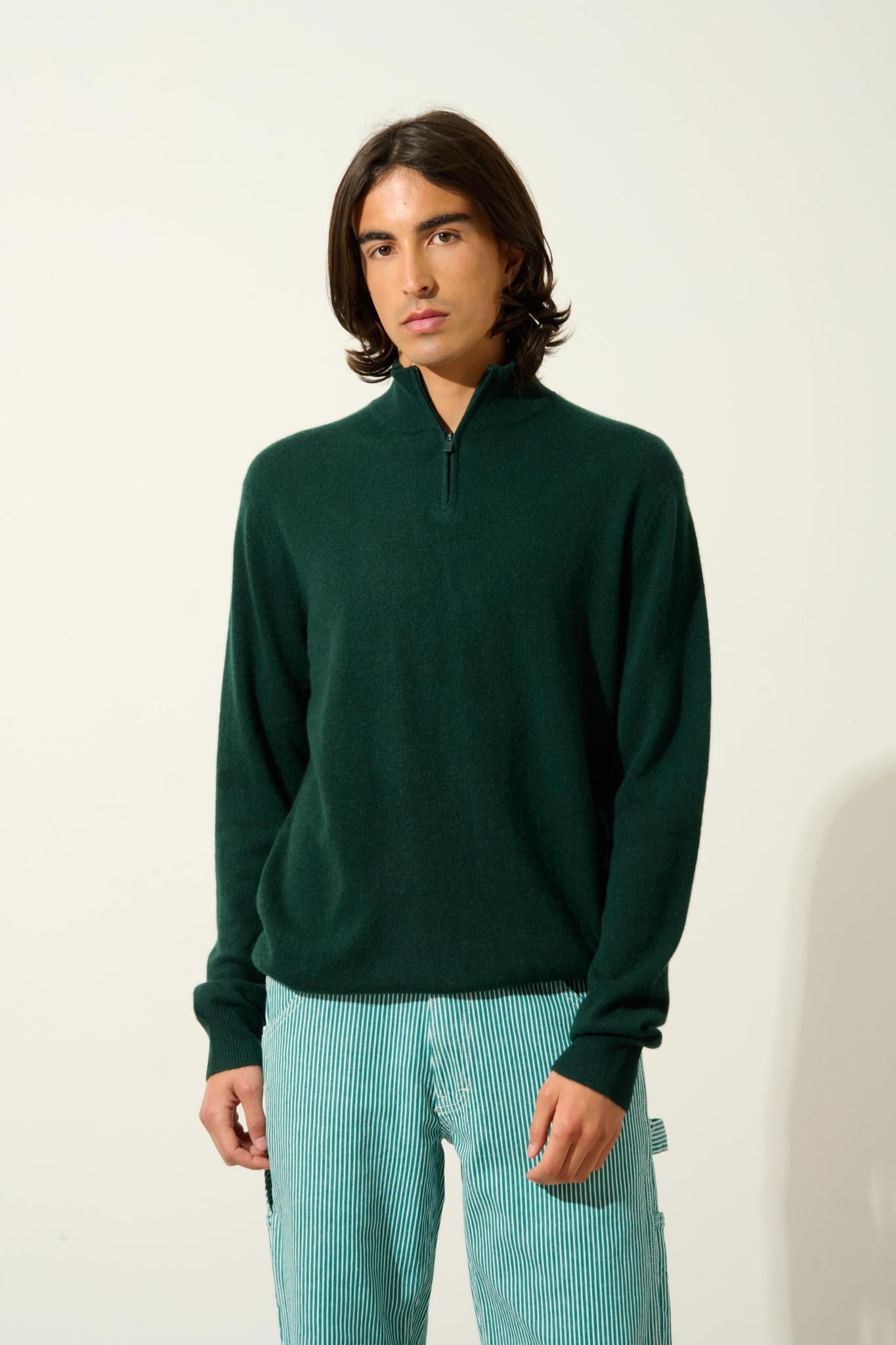 AMBIN Trucker Pullover Zypresse 100% Kaschmir