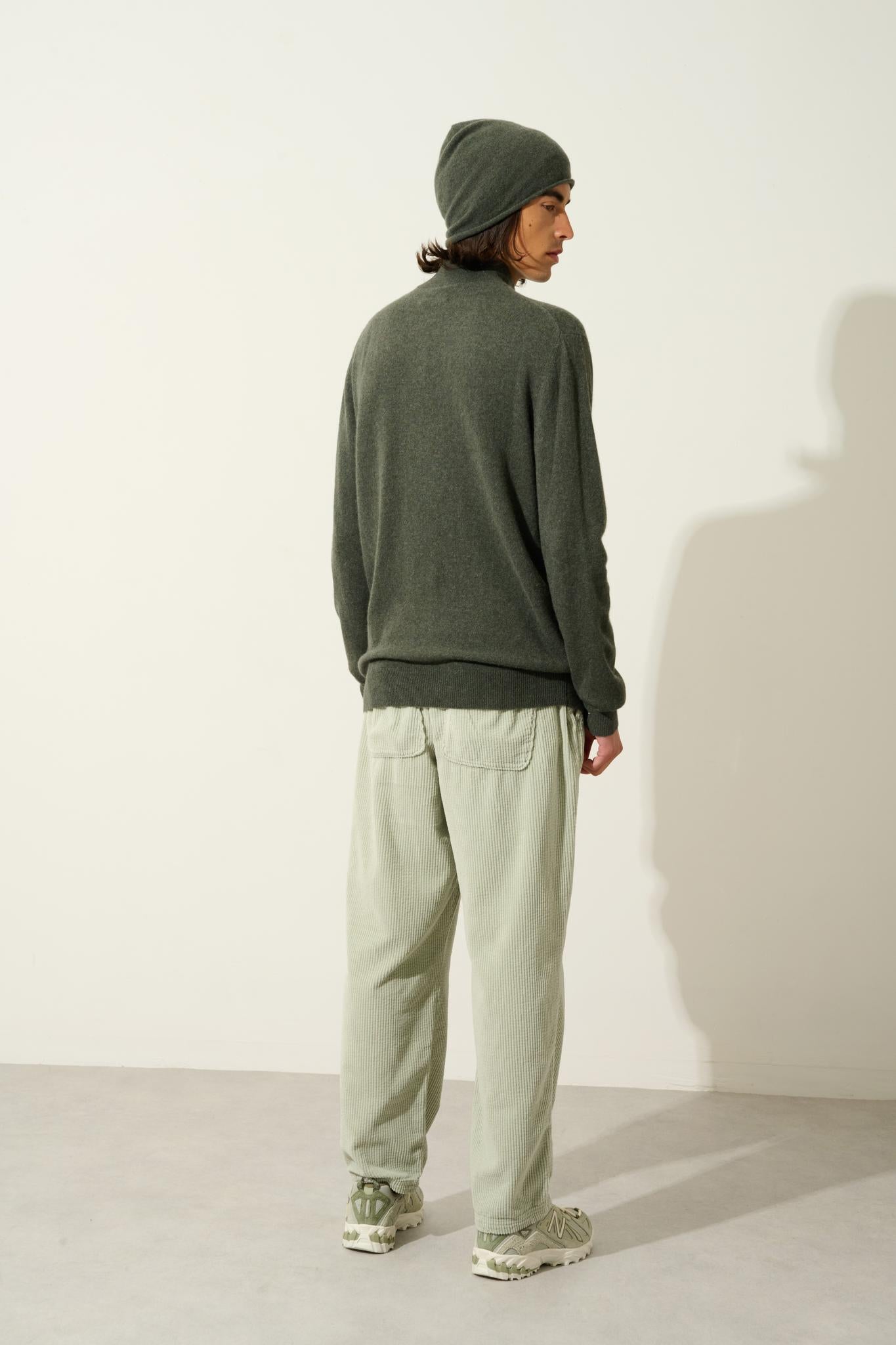 AMBIN khaki mottled trucker sweater 100% cashmere