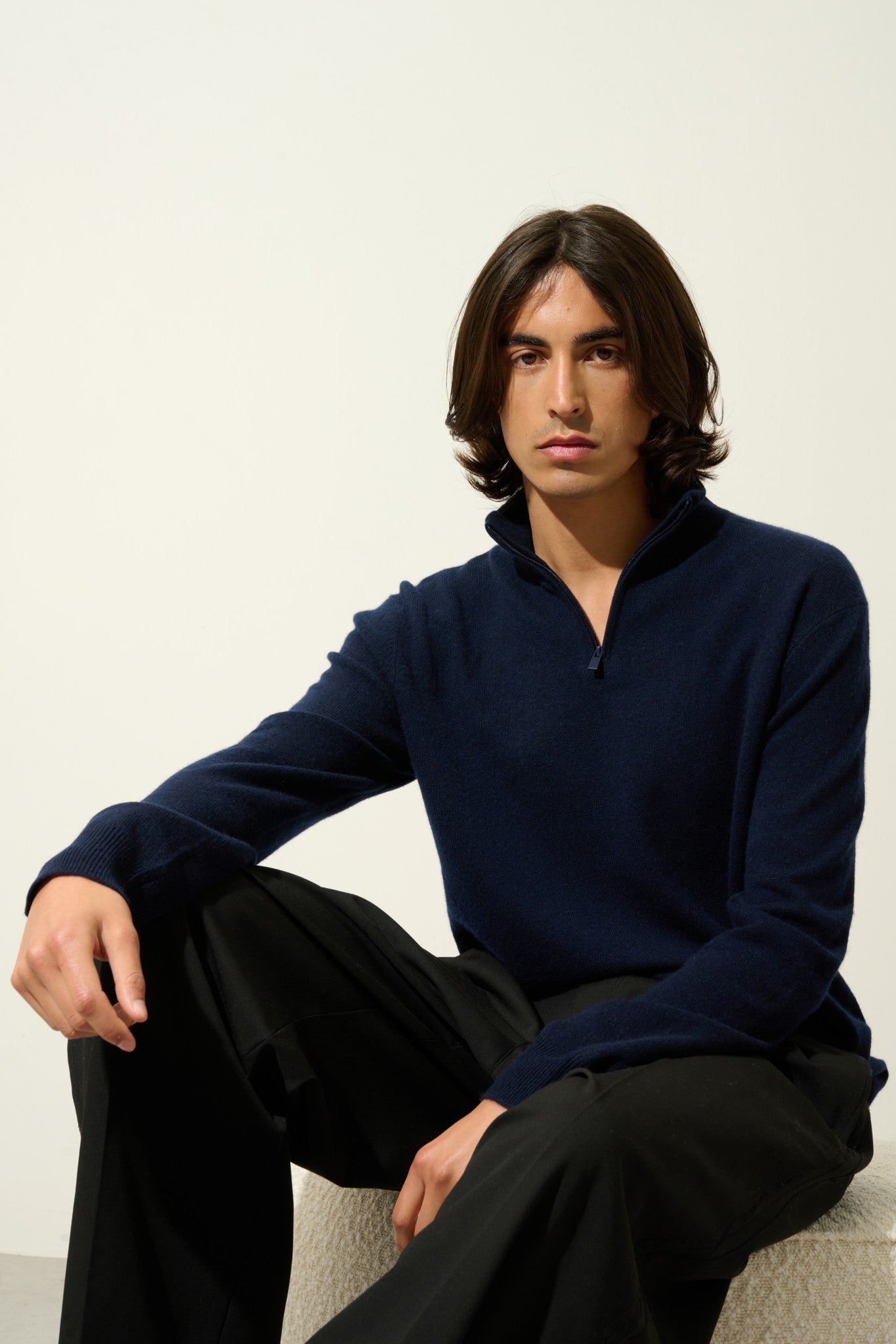 ambin pull camionneur navy 100% cachemire