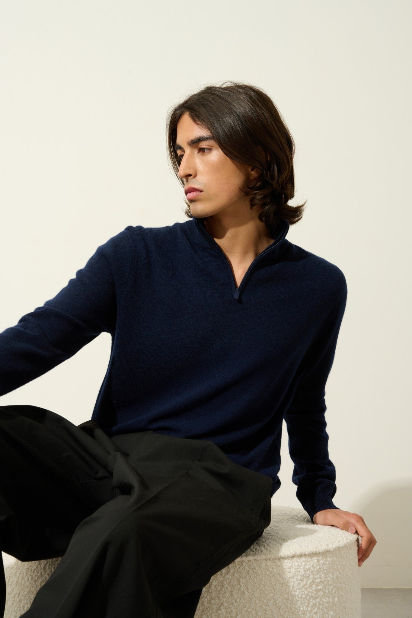 ambin pull camionneur navy 100% cachemire