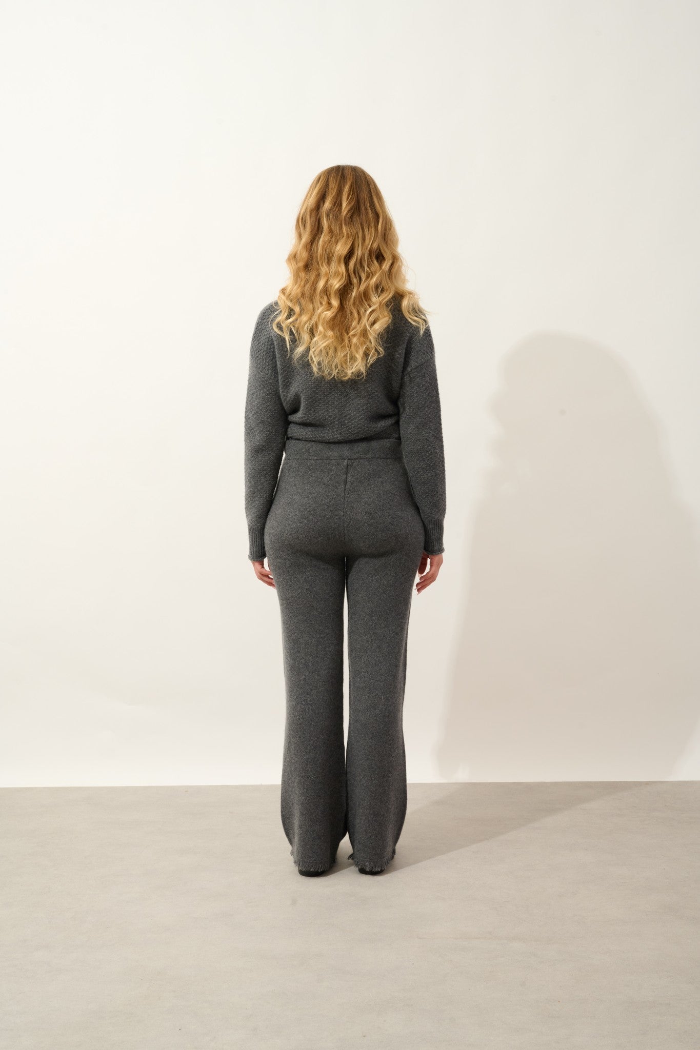 angustia pantalon évasé anthracite chiné 100% cachemire