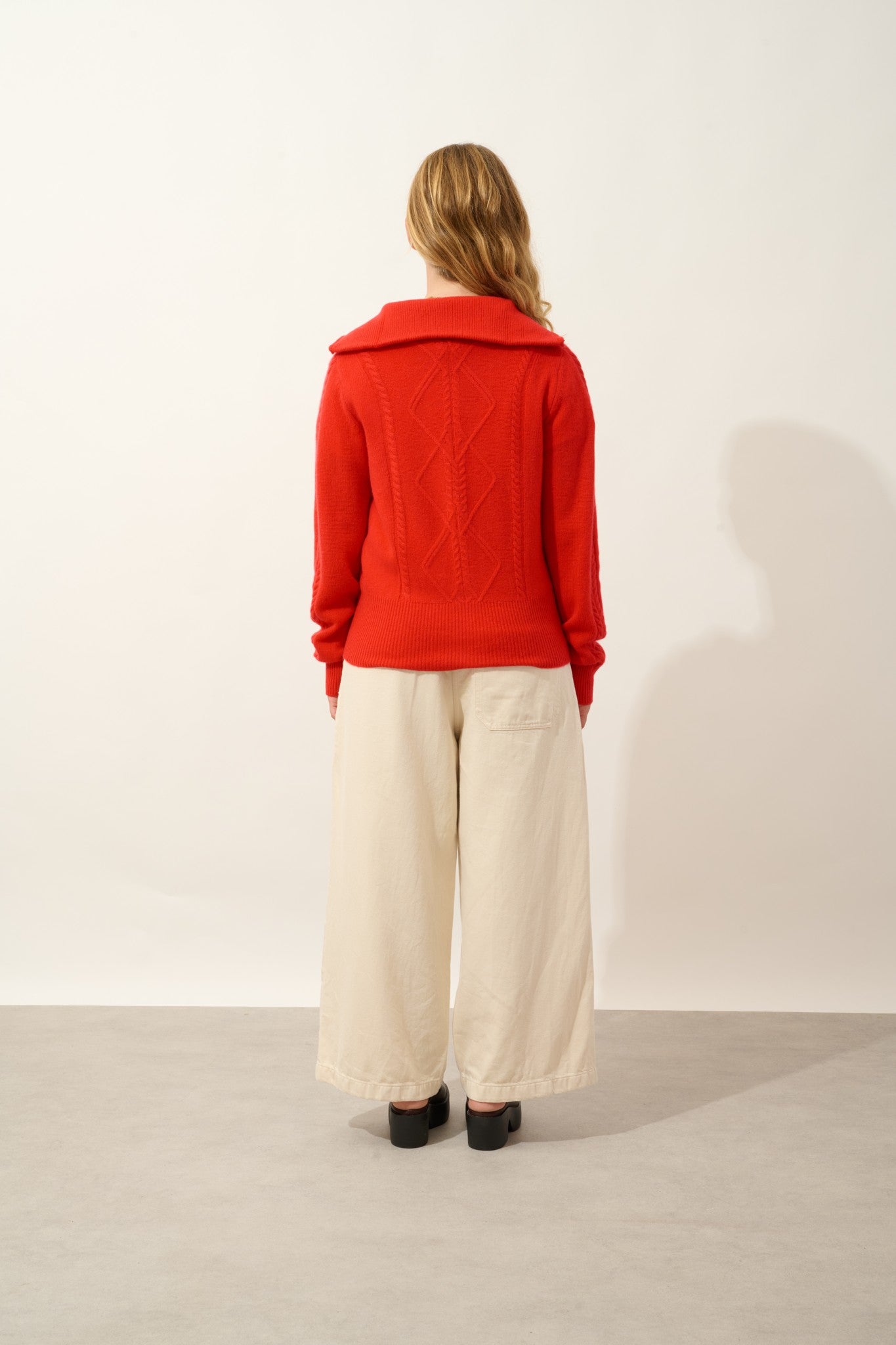 antigo gilet zippé col camionneur 4 fils carmin 100% cachemire