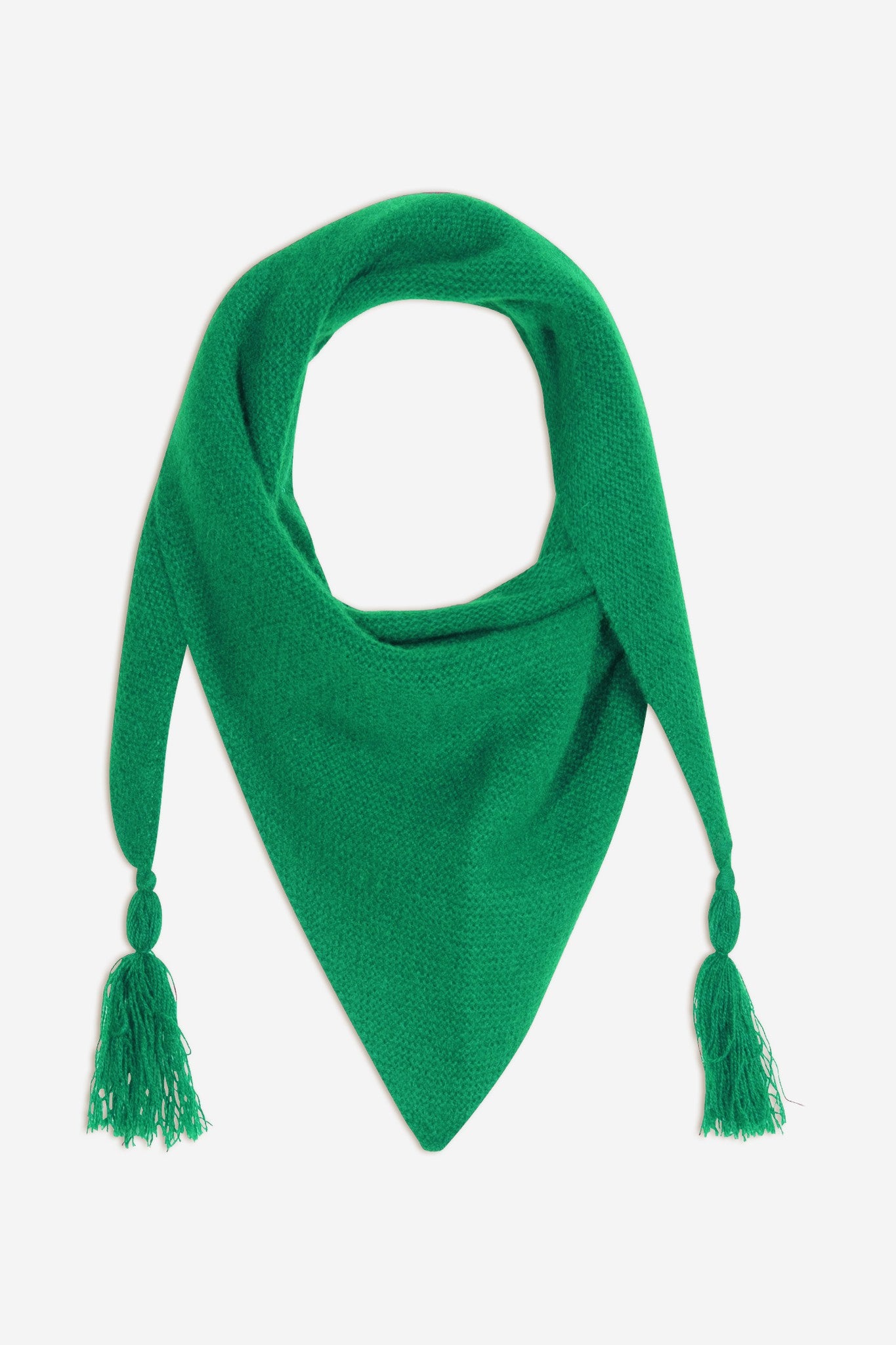 arelis écharpe triangle avec franges 4 fils menthe 100% cachemire