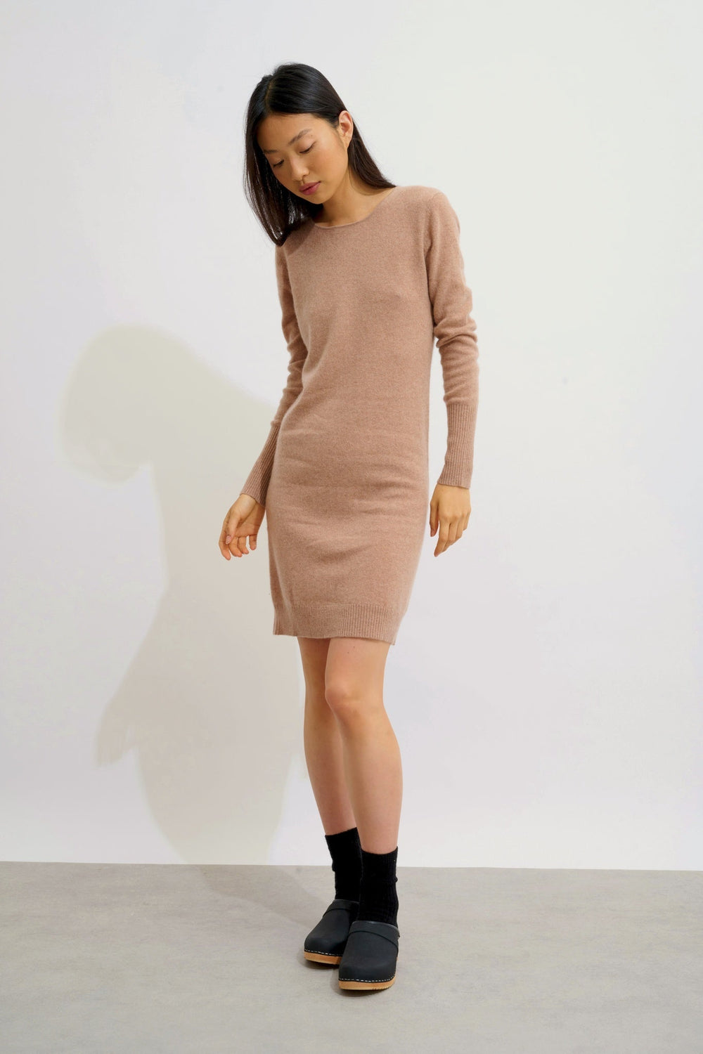 ARMET robe col rond camel chiné 100% cachemire