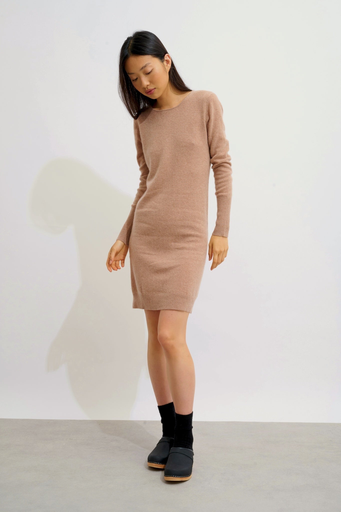 ARMET robe col rond camel chiné 100% cachemire