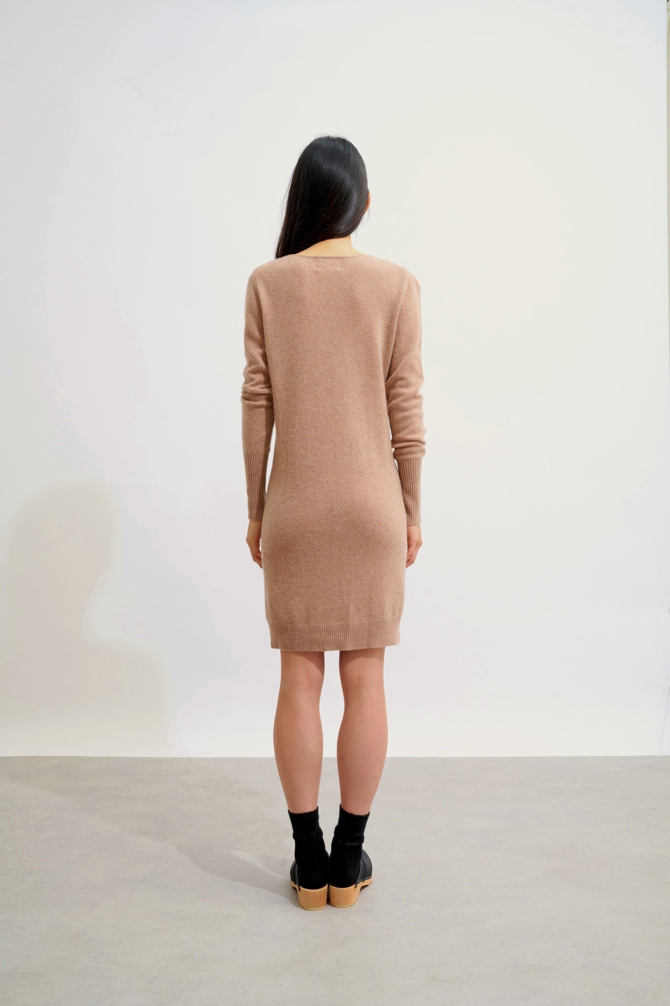 ARMET robe col rond camel chiné 100% cachemire