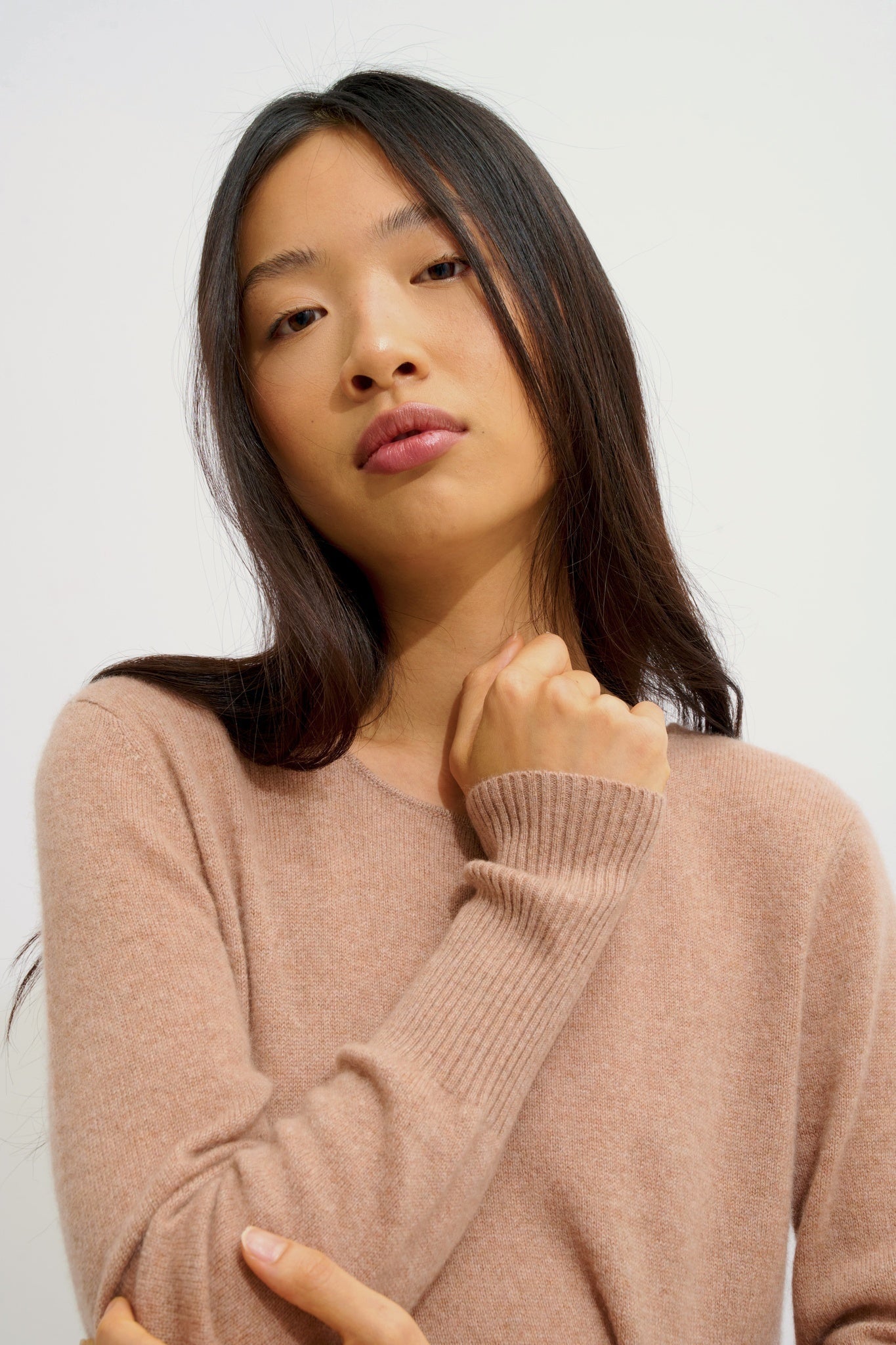 ARMET robe col rond camel chiné 100% cachemire