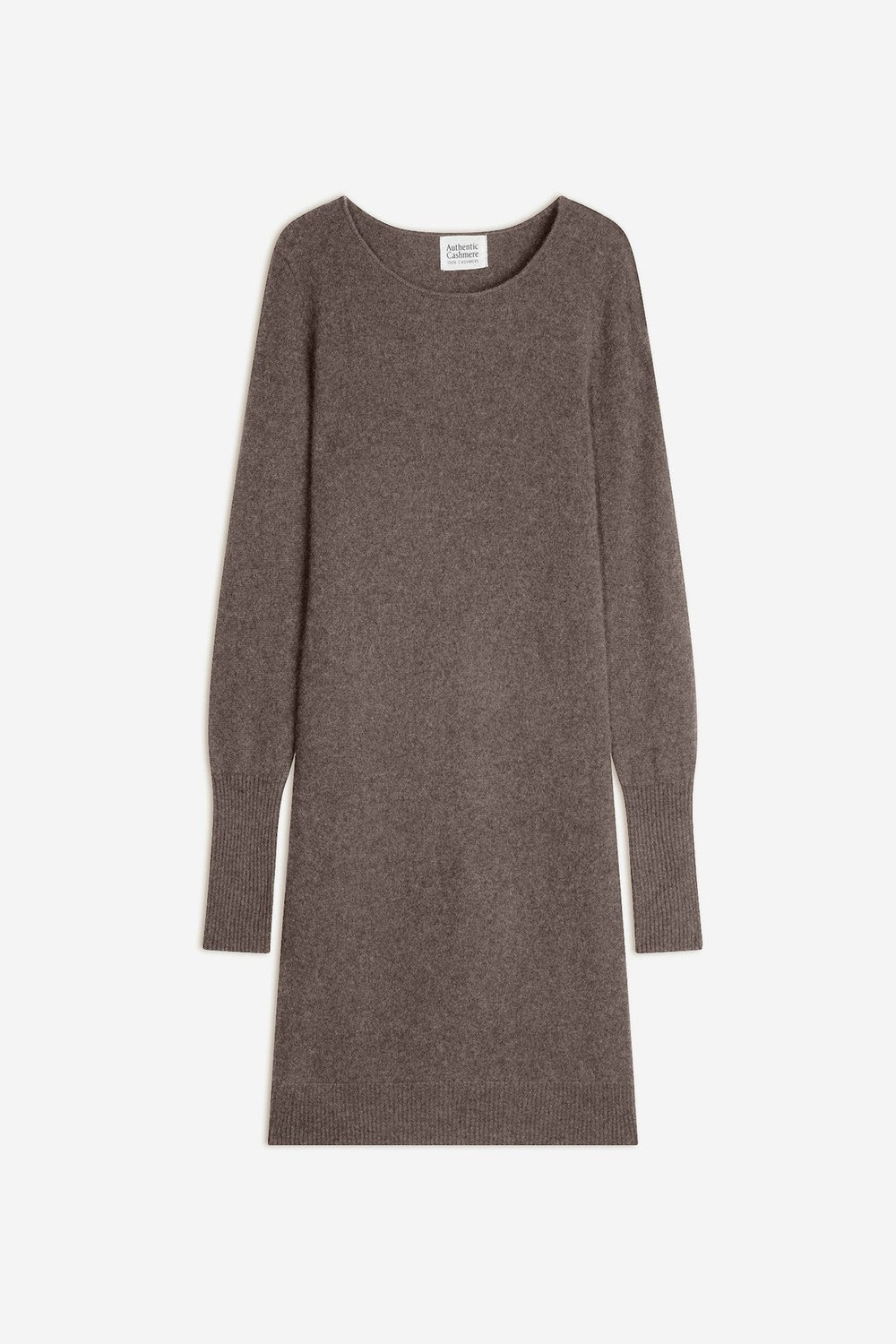 armet robe col rond taupe chiné 100% cachemire