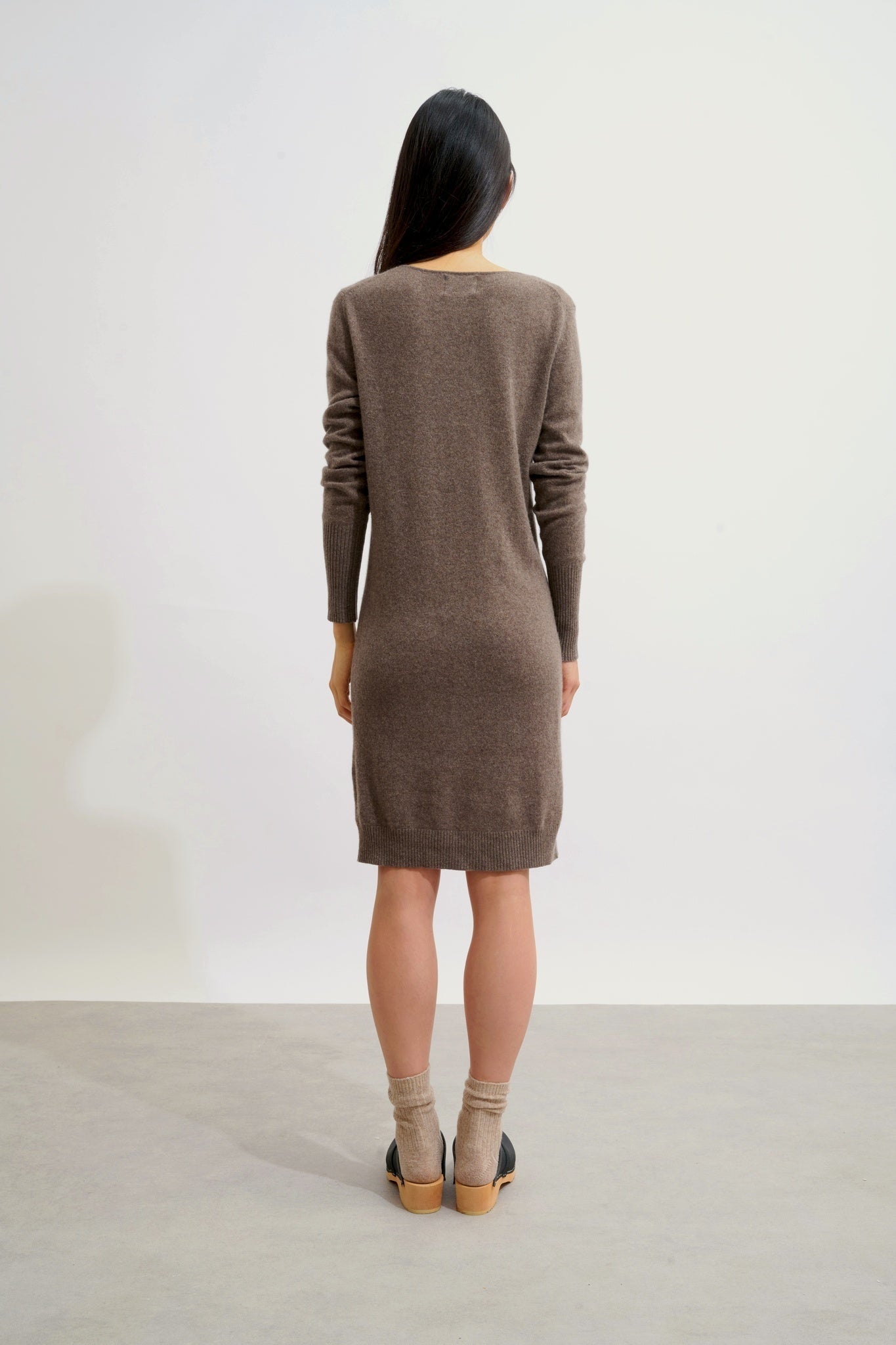 ARMET robe col rond taupe chiné 100% cachemire