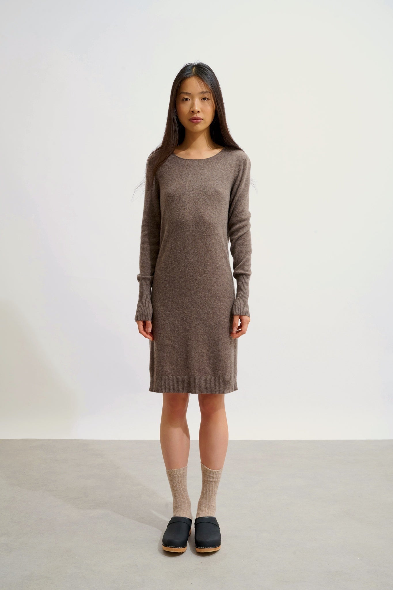 ARMET robe col rond taupe chiné 100% cachemire