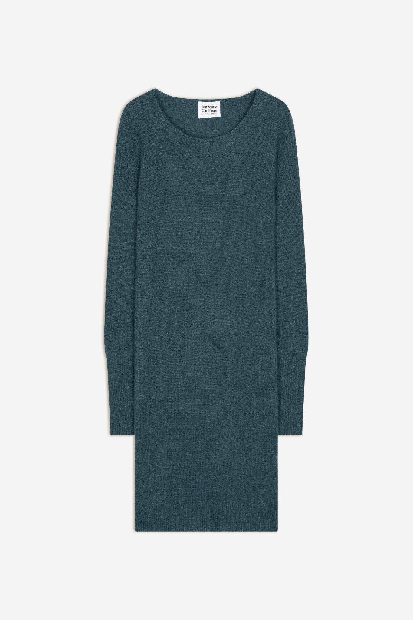 armet robe col rond vert canard chiné 100% cachemire