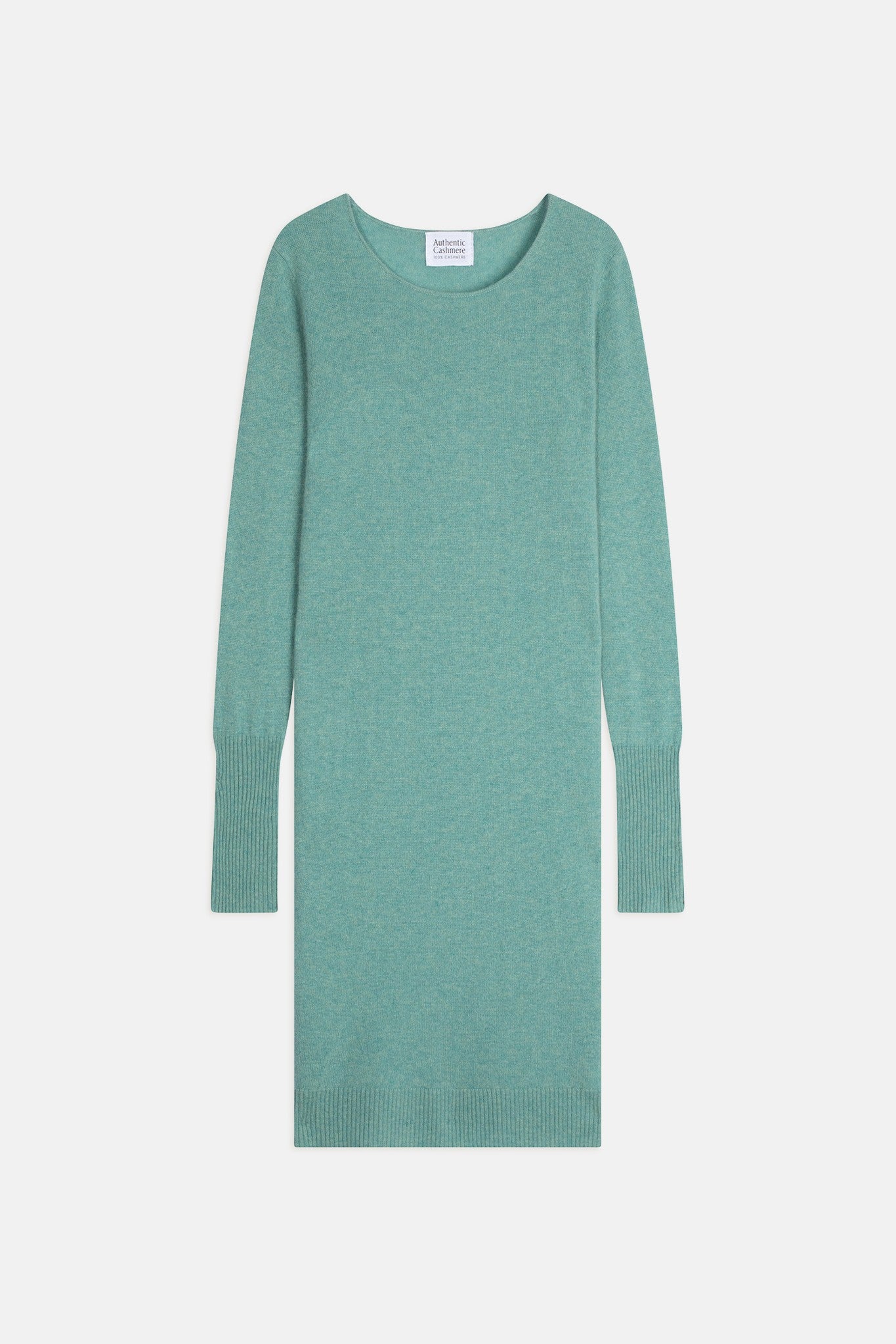 armet robe col rond vert chiné 100% cachemire