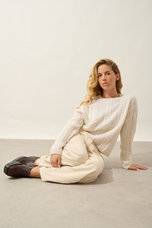 astrid pull col rond 6 fils neige 100% cachemire