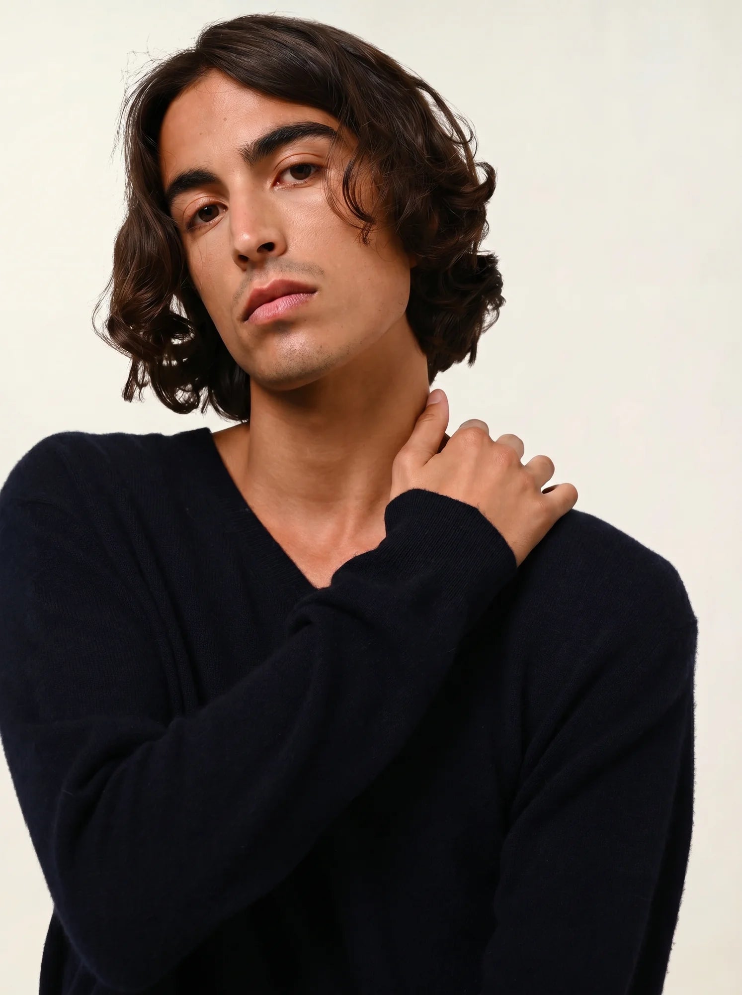 AGEL pull col V bleu marine