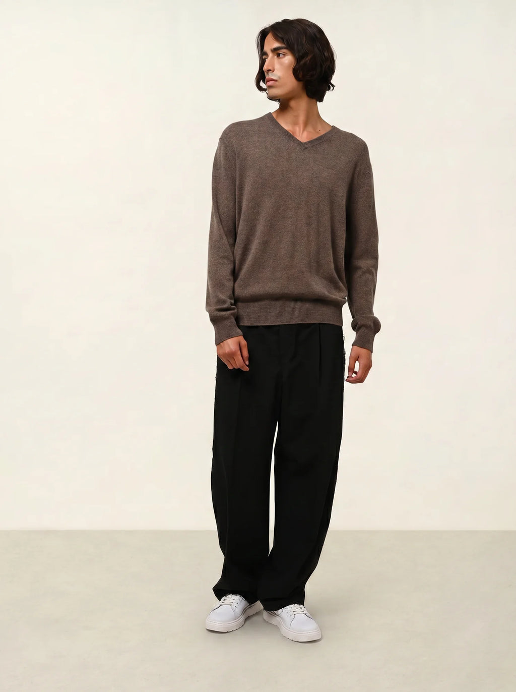 AGEL pull col V taupe chiné