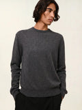 AIGLIÈRE pull col rond anthracite chiné