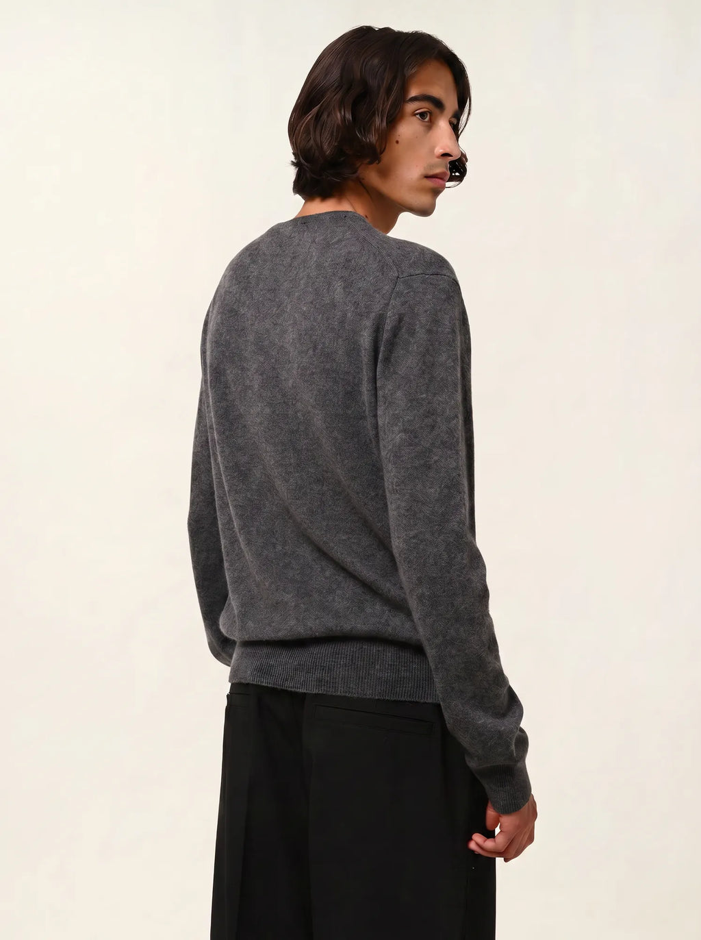 AIGLIÈRE pull col rond anthracite chiné