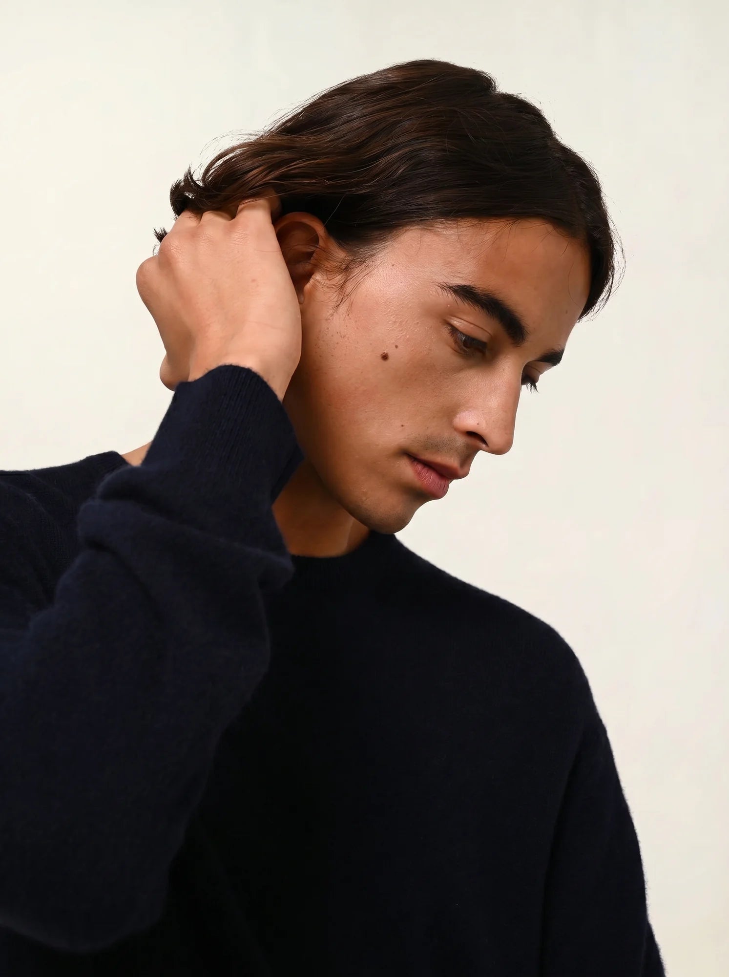 AIGLIÈRE pull col rond bleu marine