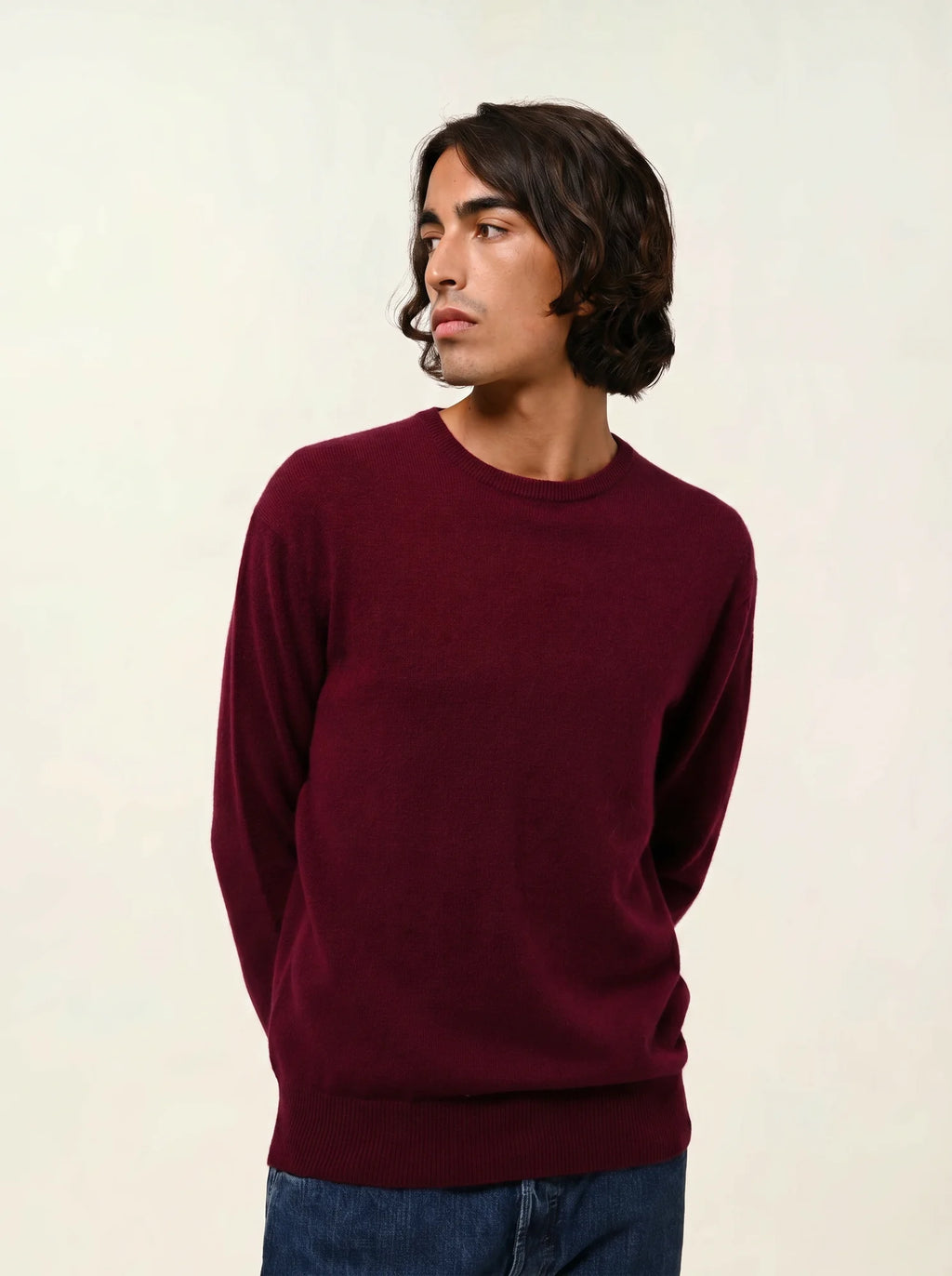 AIGLIÈRE pull col rond bordeaux