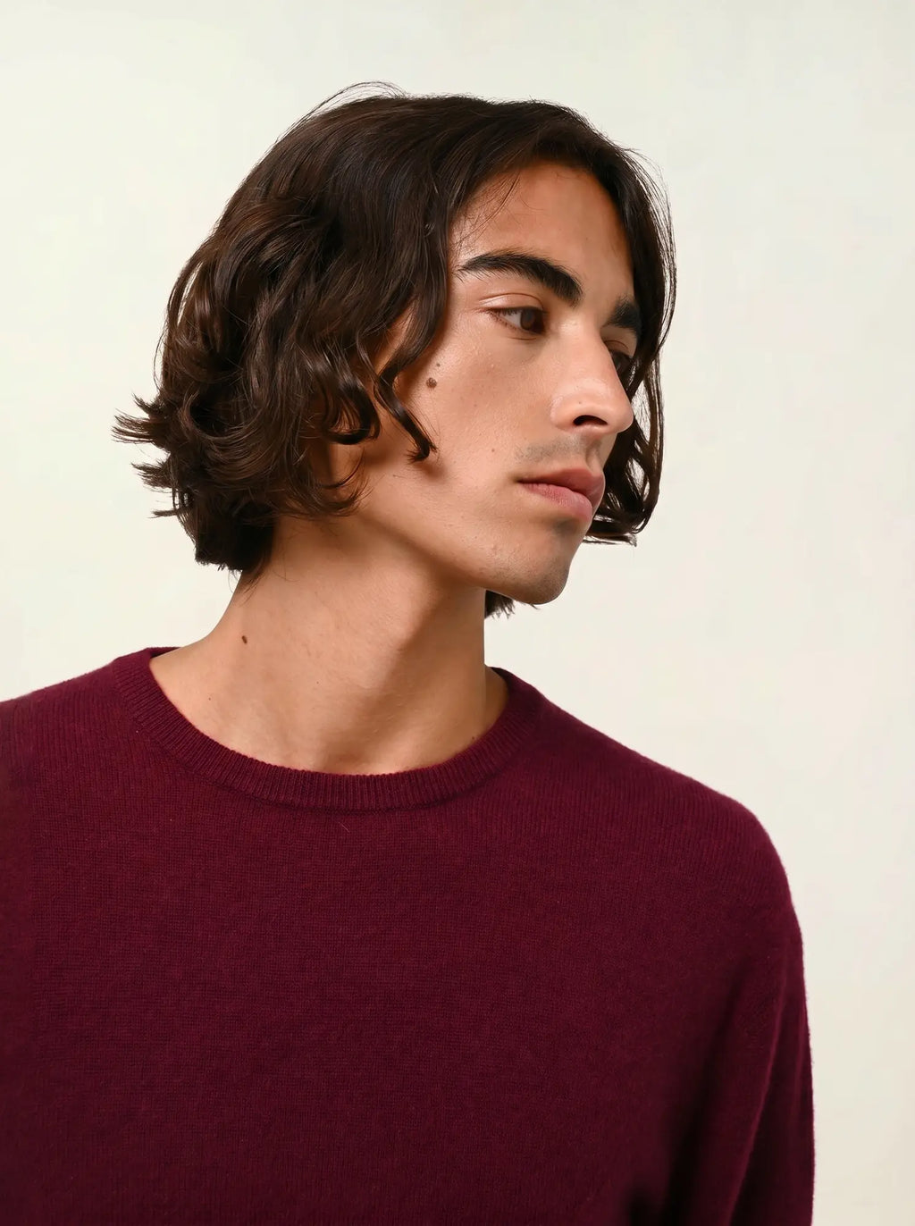 AIGLIÈRE pull col rond bordeaux