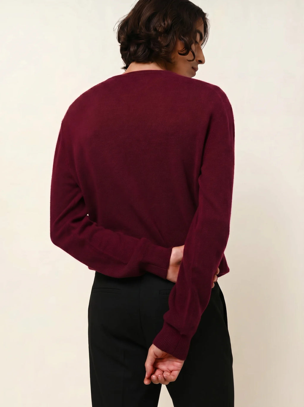 AIGLIÈRE pull col rond bordeaux