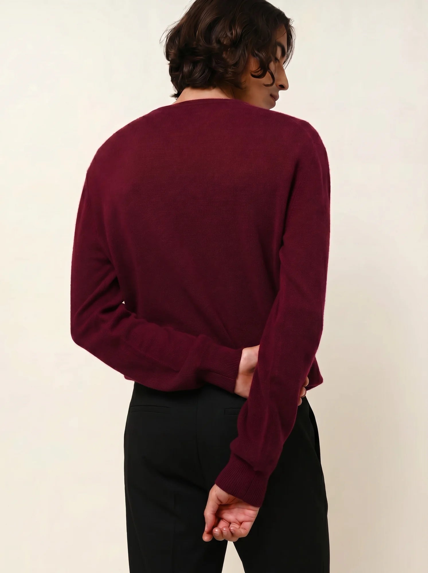 AIGLIÈRE pull col rond bordeaux
