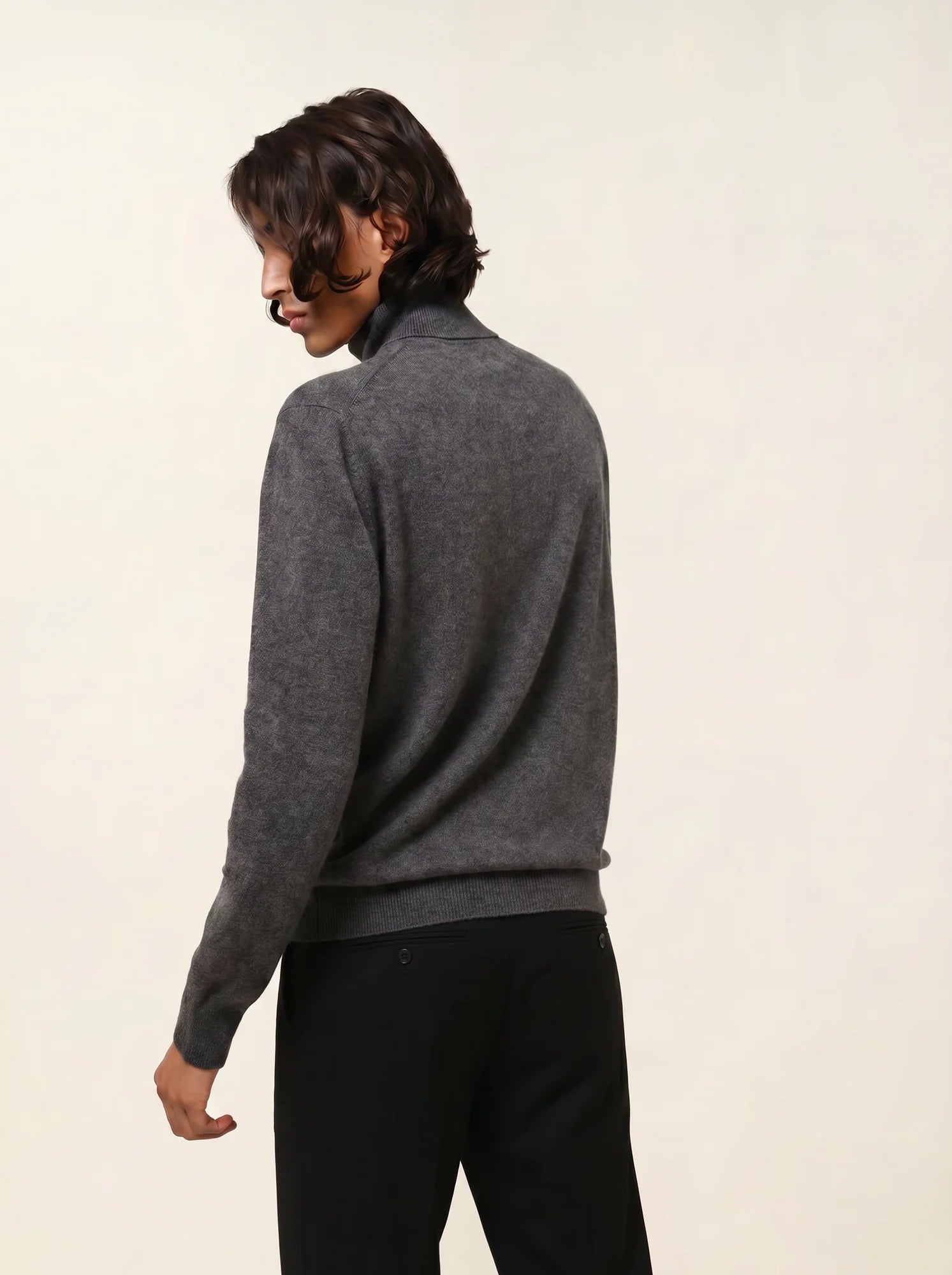 BANGE pull col roulé anthracite chiné