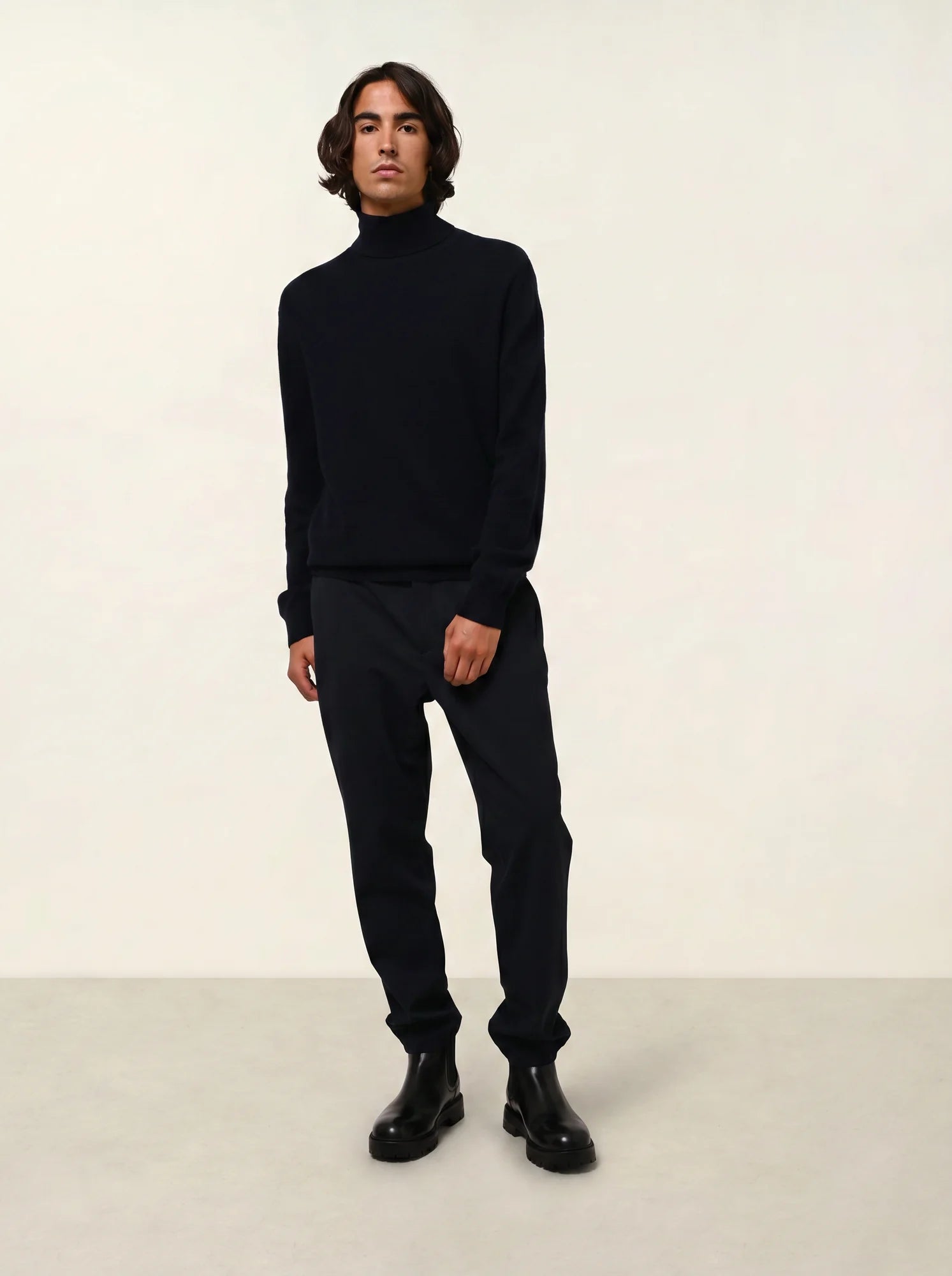 BANGE pull col roulé bleu marine
