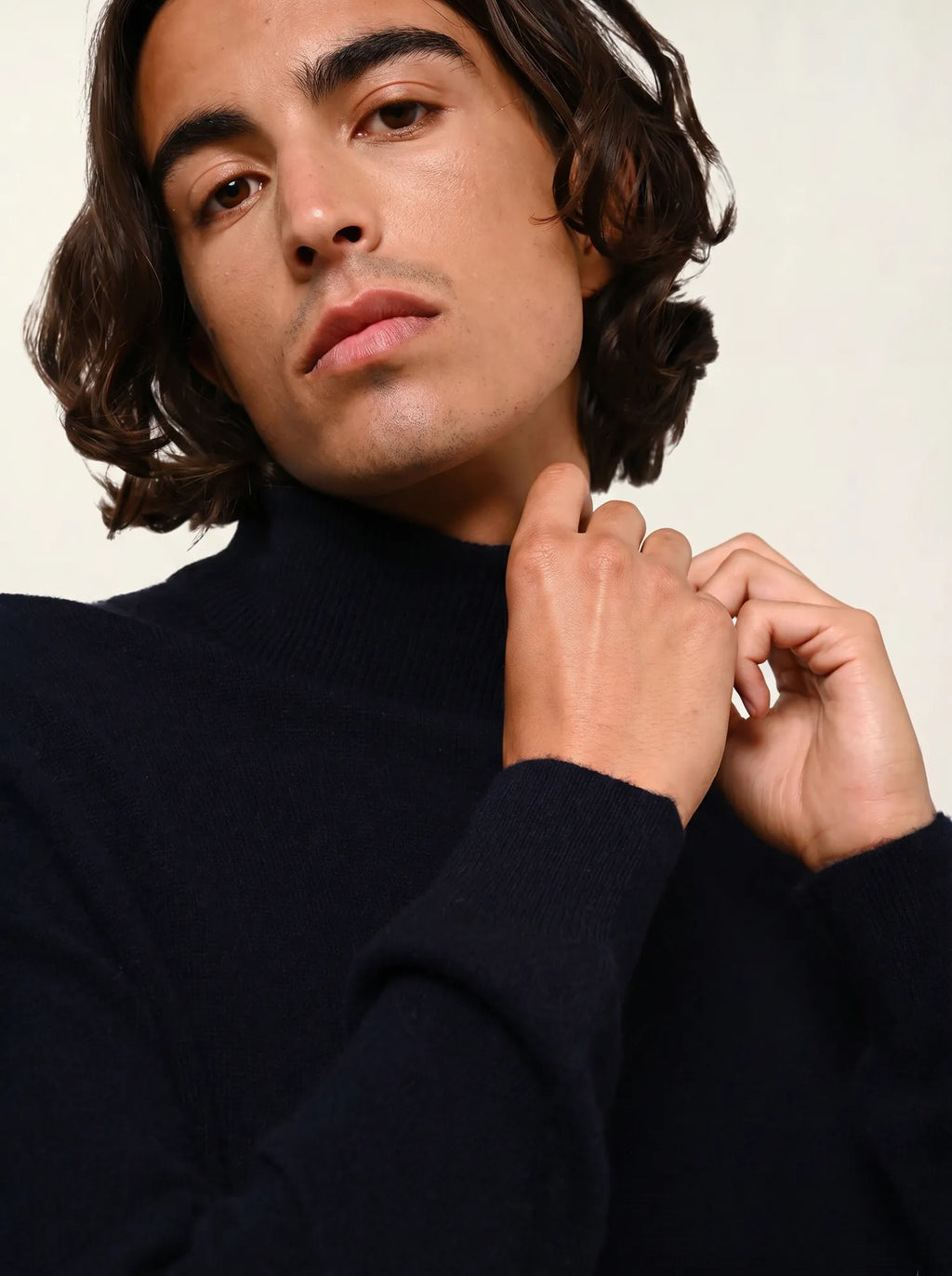 BANGE pull col roulé bleu marine