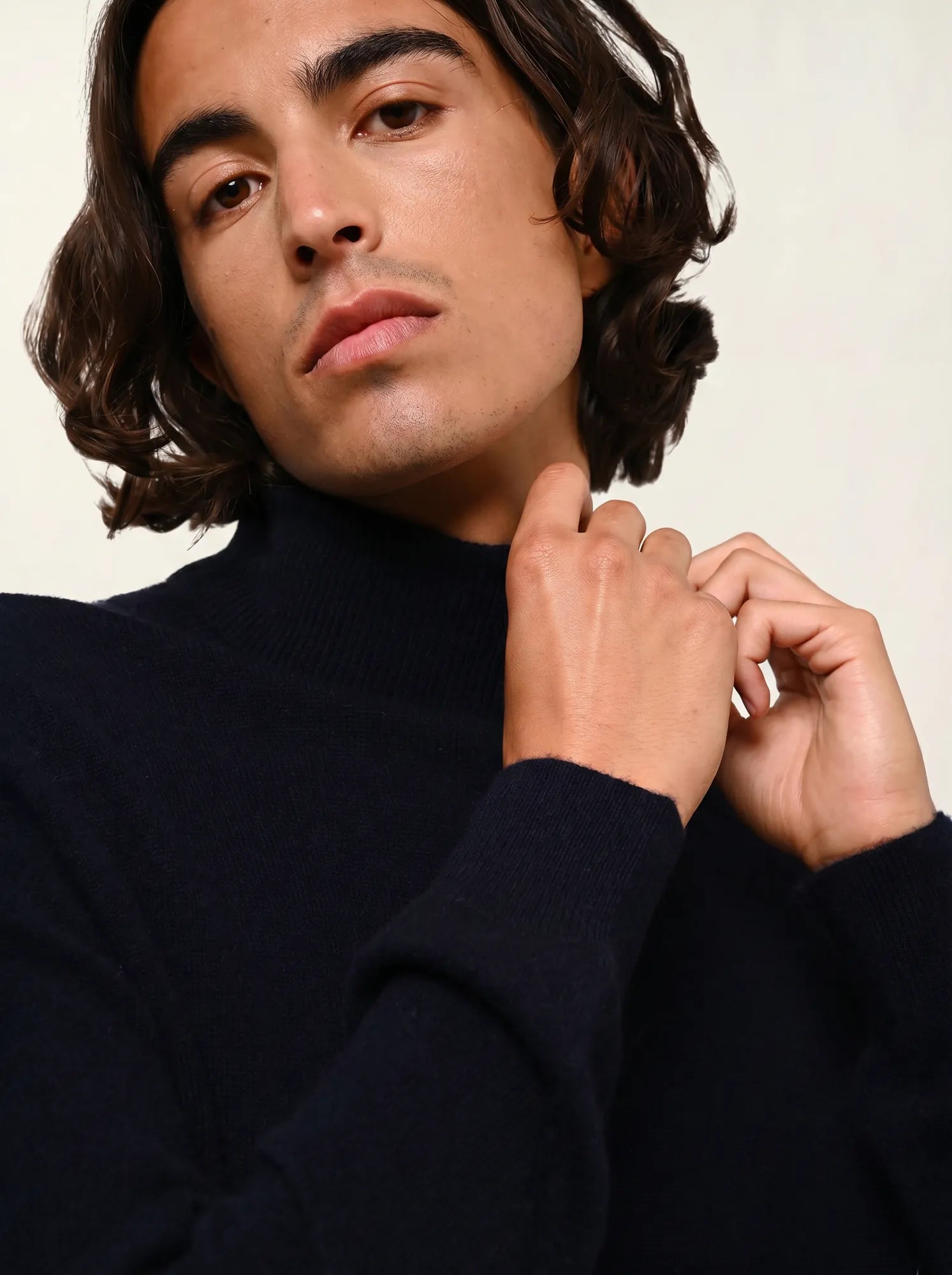 BANGE pull col roulé bleu marine