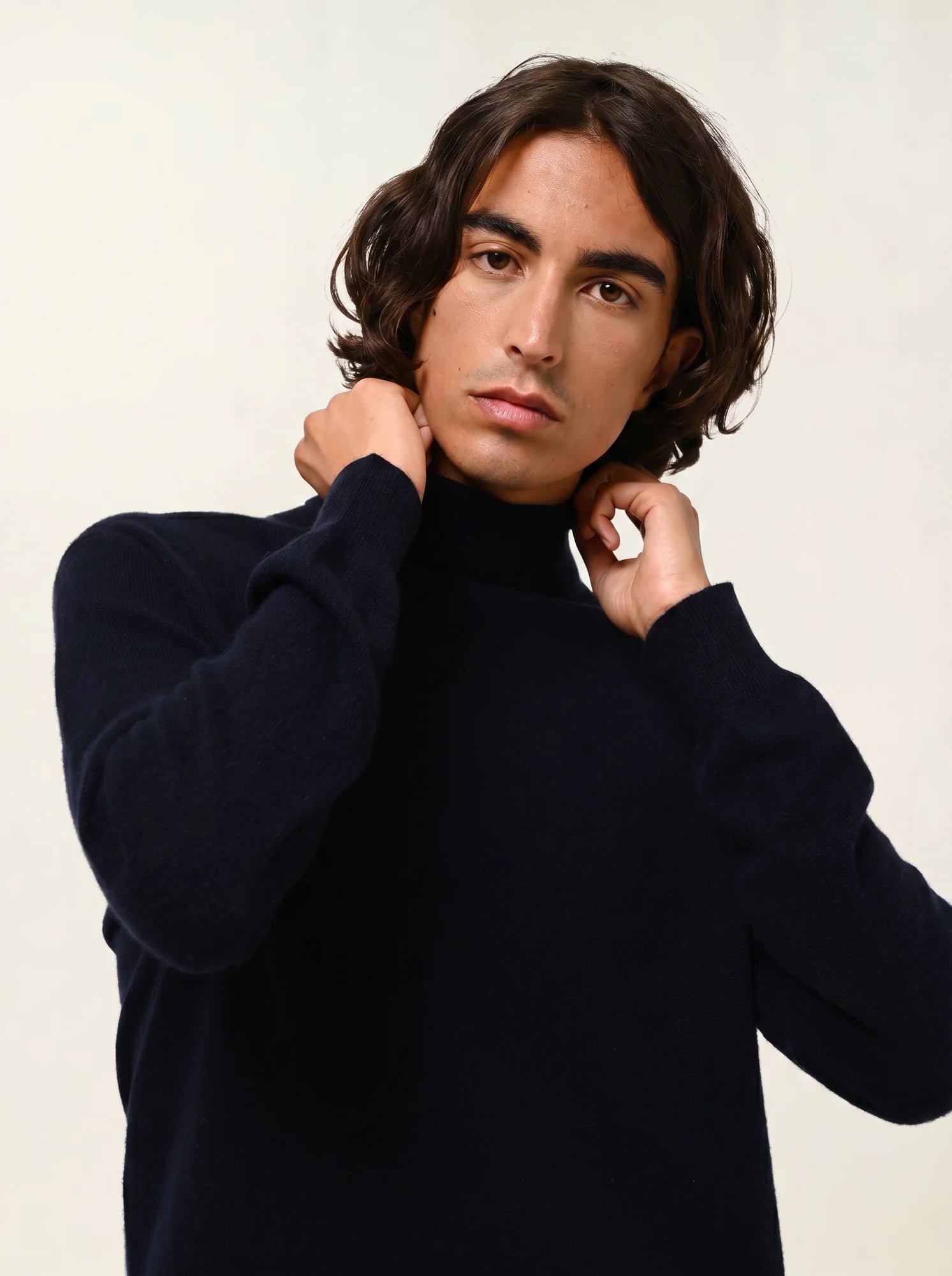 BANGE pull col roulé bleu marine