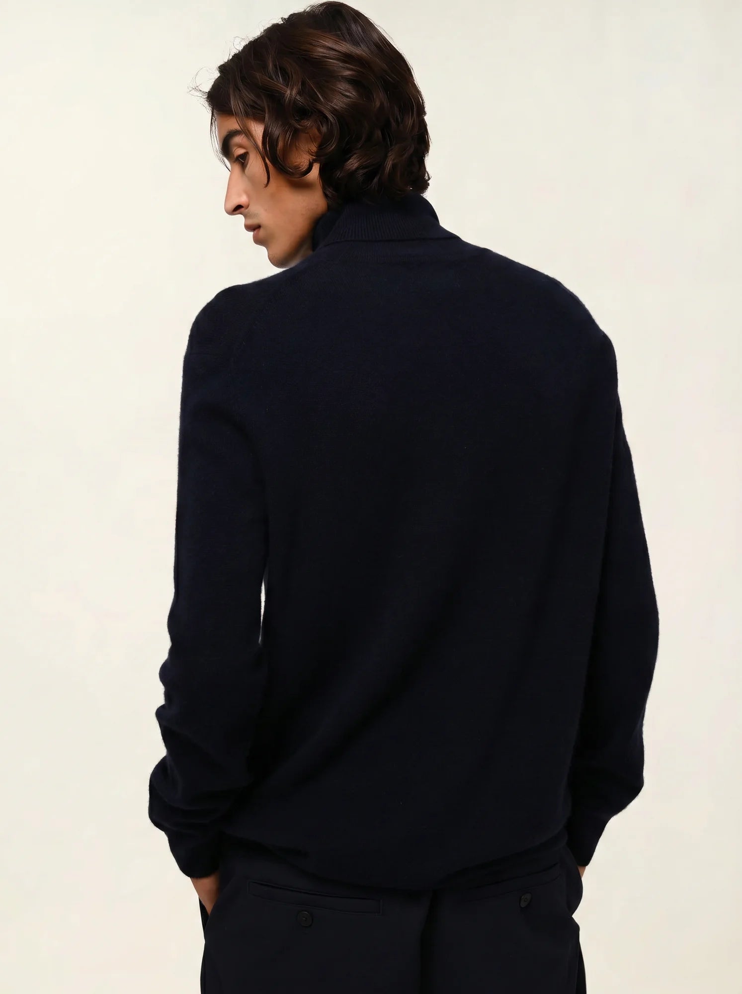 BANGE pull col roulé bleu marine